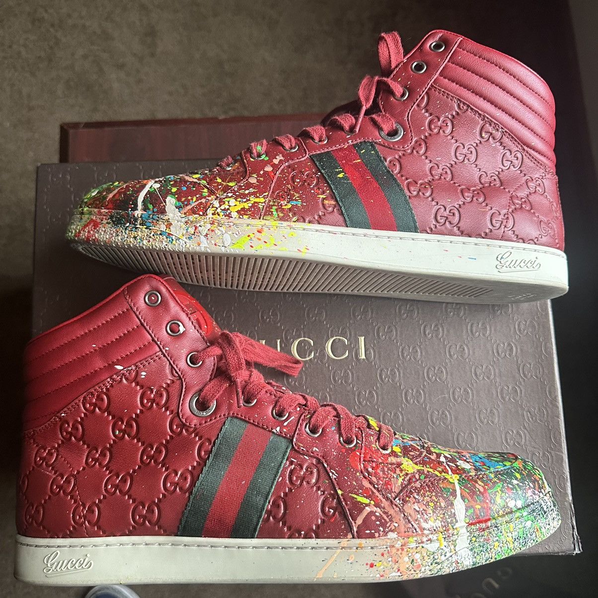 Gucci Guccissima High-top Sneaker Red