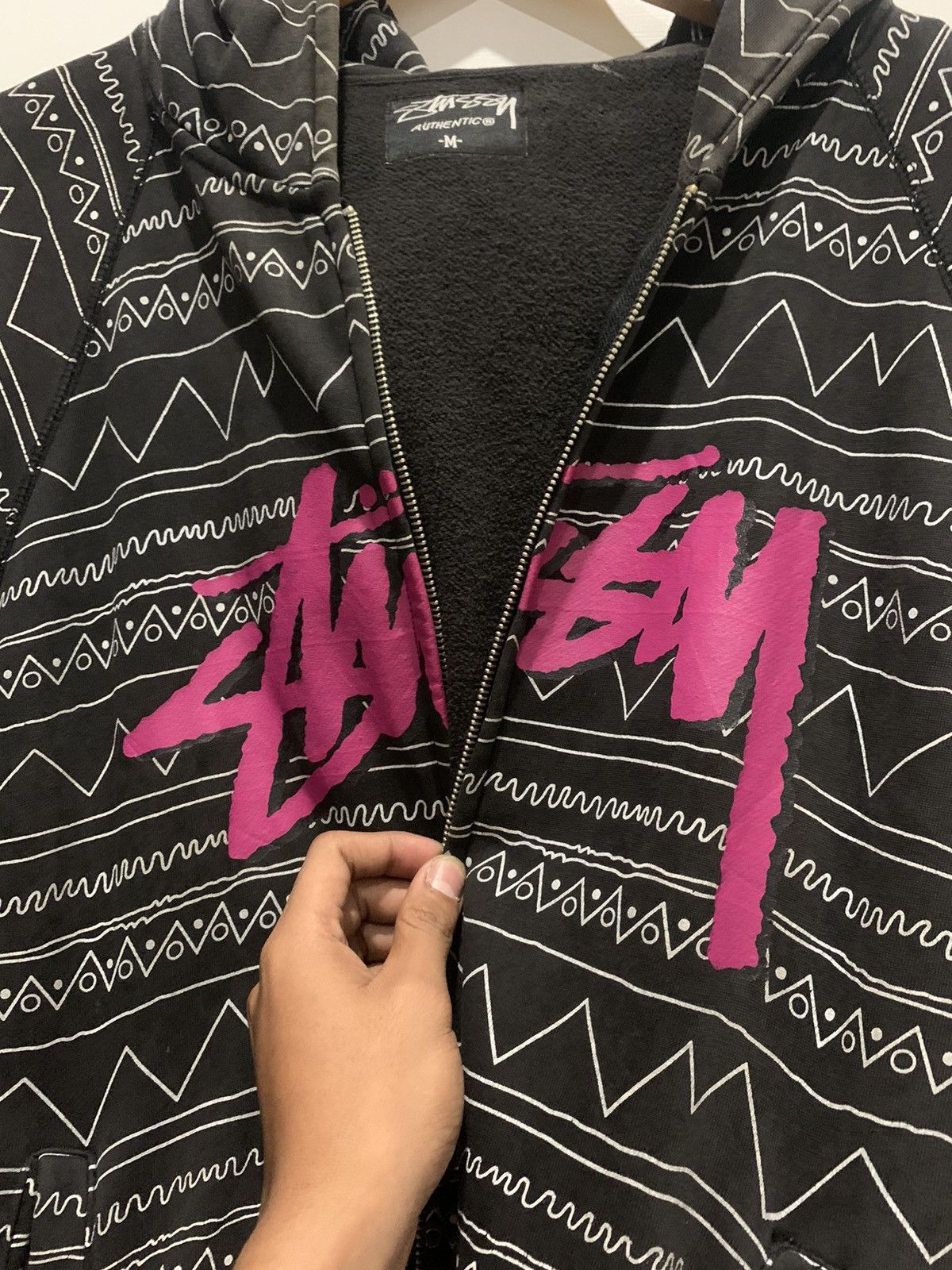 Stussy Vintage THRASHED STUSSY All Over Print Navazo Zip Hoodie Size US M / EU 48-50 / 2 - 3 Thumbnail