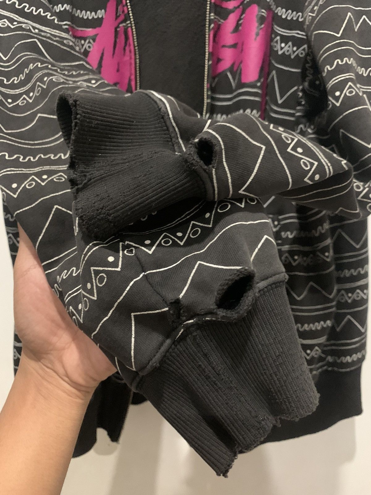 Stussy Vintage THRASHED STUSSY All Over Print Navazo Zip Hoodie Size US M / EU 48-50 / 2 - 4 Thumbnail