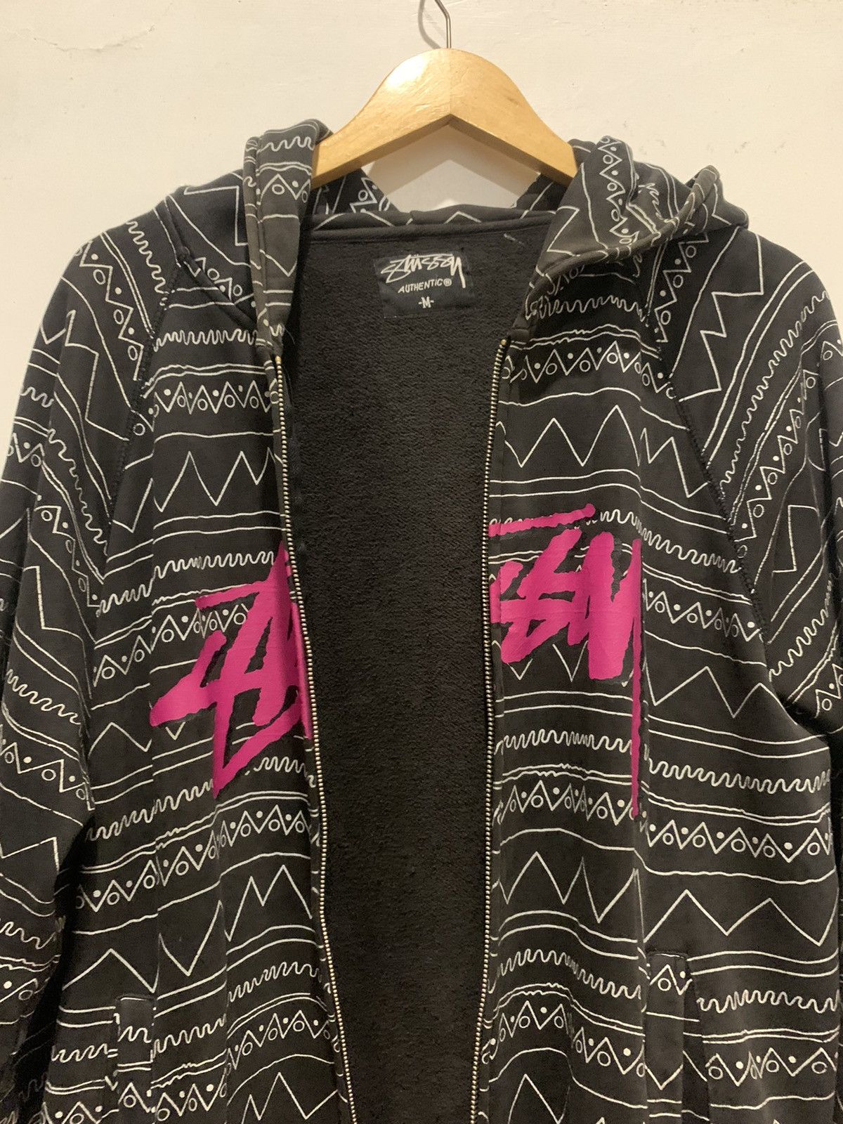 Stussy Vintage THRASHED STUSSY All Over Print Navazo Zip Hoodie Size US M / EU 48-50 / 2 - 7 Thumbnail
