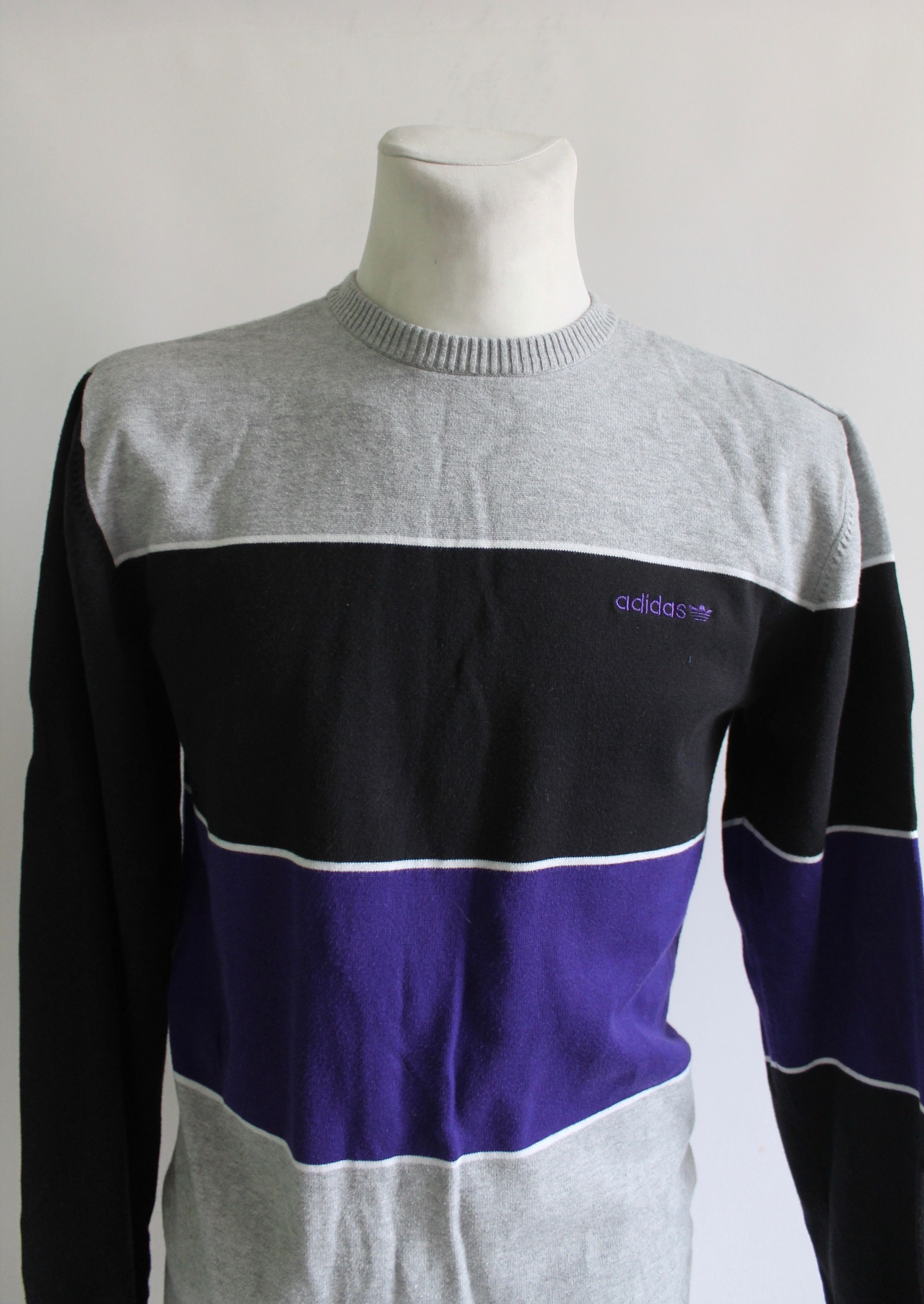 Adidas Vintage ADIDAS cotton jumper sweater striped Size US L / EU 52-54 / 3 - 6 Thumbnail
