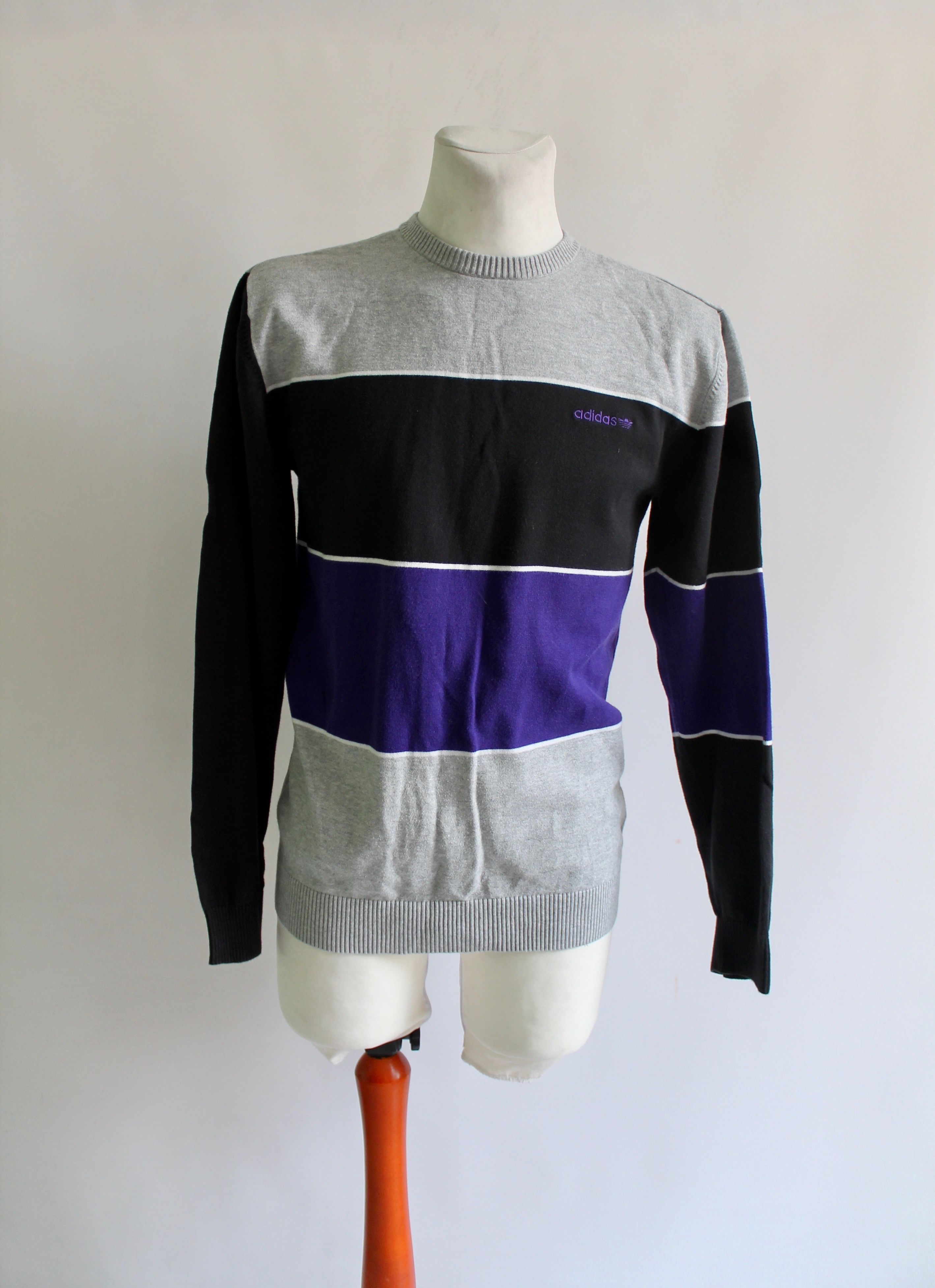 Adidas Vintage ADIDAS cotton jumper sweater striped Size US L / EU 52-54 / 3 - 5 Thumbnail