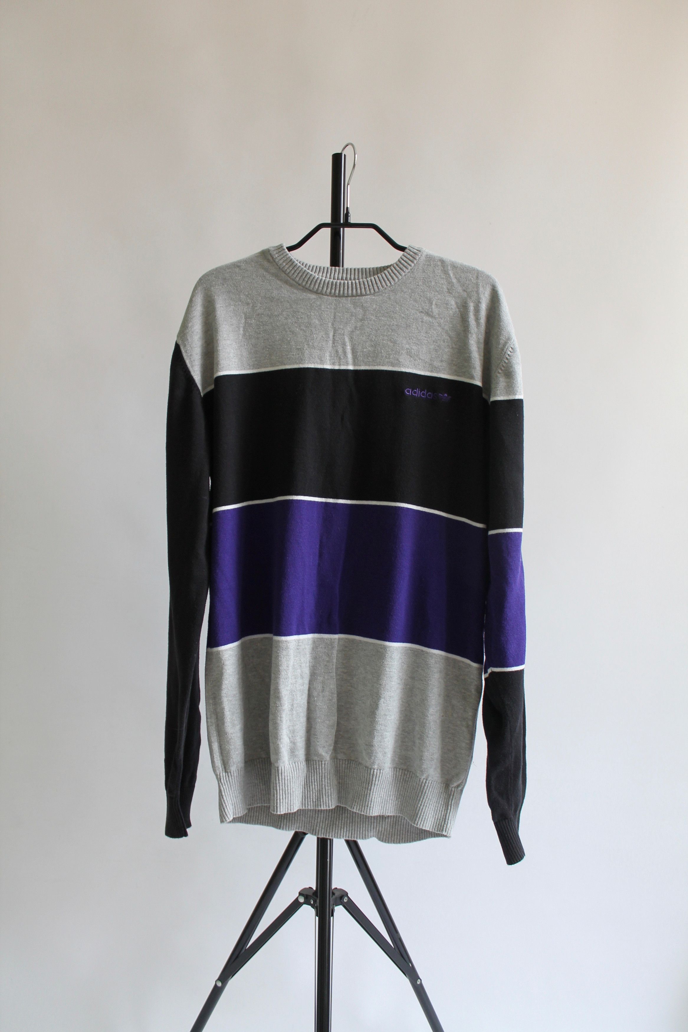 Adidas Vintage ADIDAS cotton jumper sweater striped Size US L / EU 52-54 / 3 - 1 Thumbnail