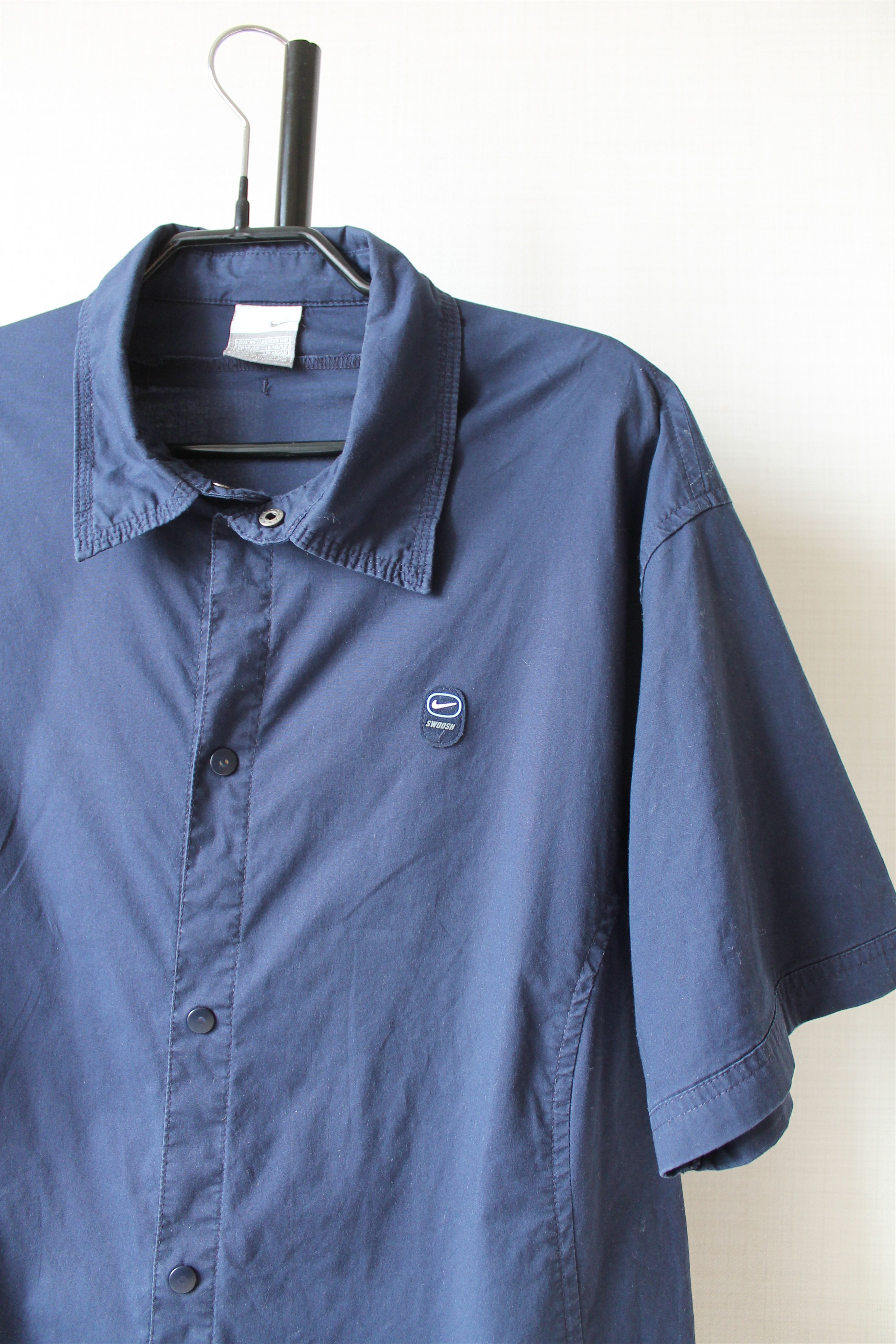 Nike NIKE Vintage Snap Button SWOOSH Shirt TN Navy Blue Size US M / EU 48-50 / 2 - 3 Thumbnail