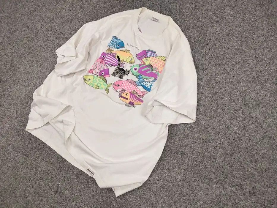 Other Vintage 90's Crazy Shirts Hawaii So many Fish USA T Shirt Size US XL / EU 56 / 4 - 2 Thumbnail