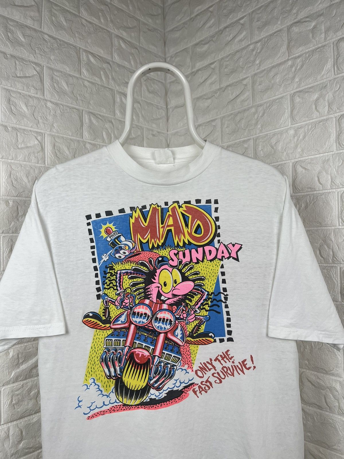 Vintage Vintage 90s Art Mad Sunday Only The Fast Survive Size US M / EU 48-50 / 2 - 3 Thumbnail