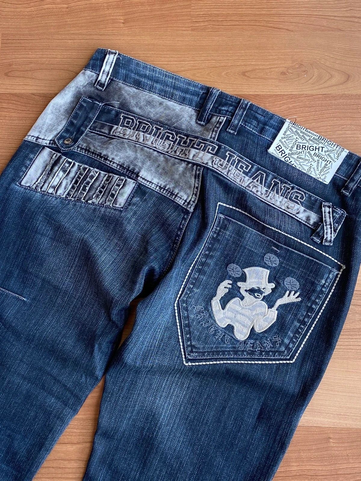 Vintage Ed Hardy Style Embroidered Logos Denim Pants
