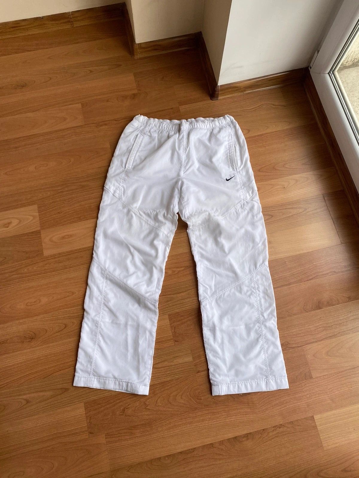 Vintage Nike White Nylon Y2K Sweatpants