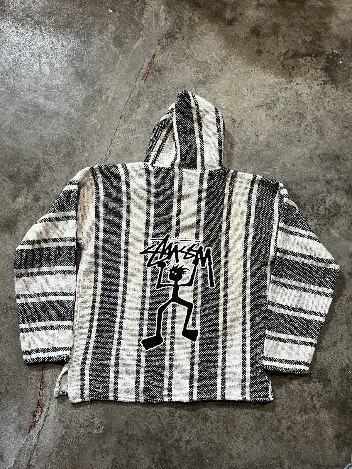 Vintage 2000s bootleg Stussy black white drug rug Baja Outerwear