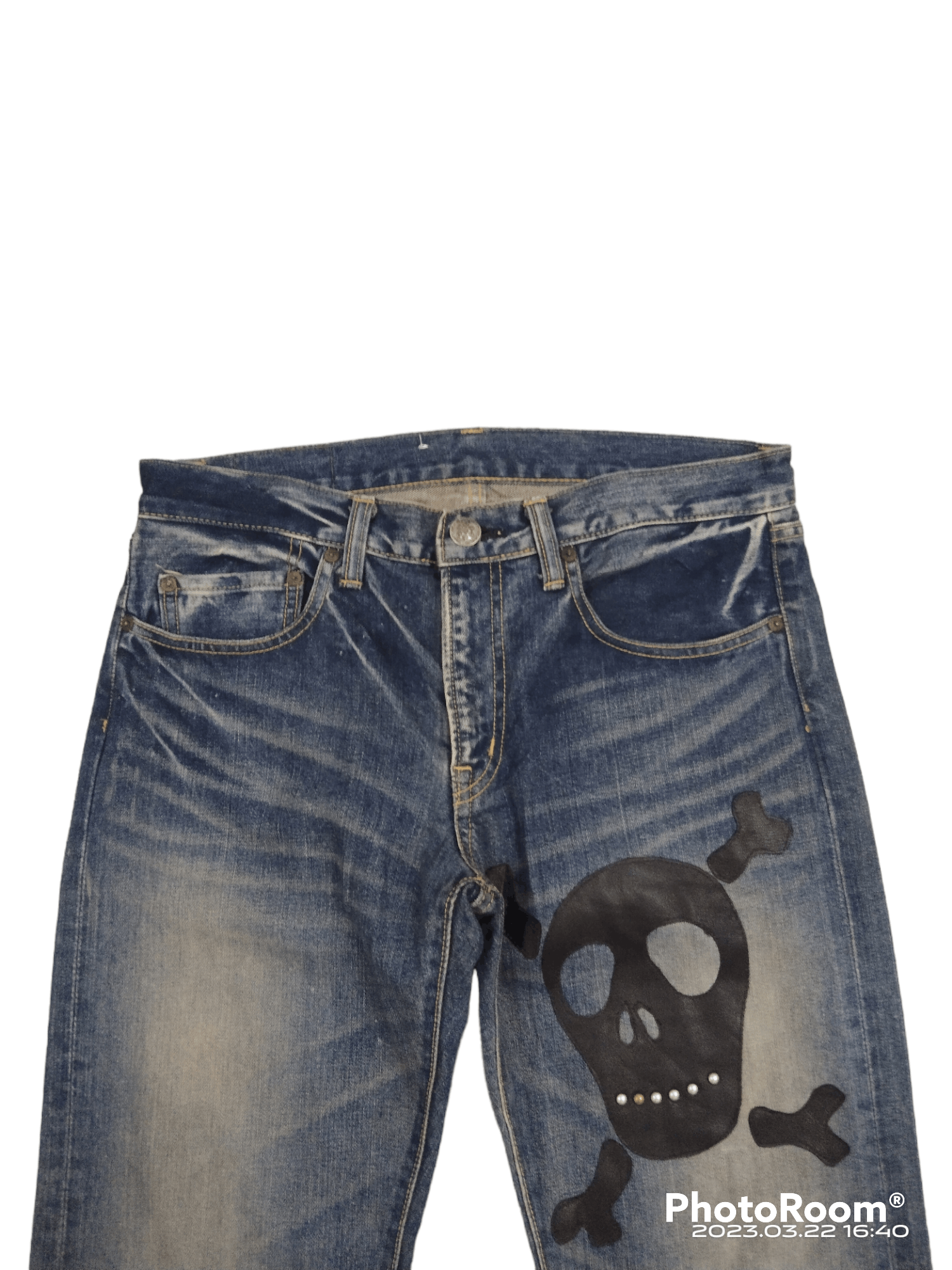 Other SiCK GOWEST SKULL CROSSBONE JAPAN DENIM PANTS Size US 32 / EU 48 - 3 Thumbnail