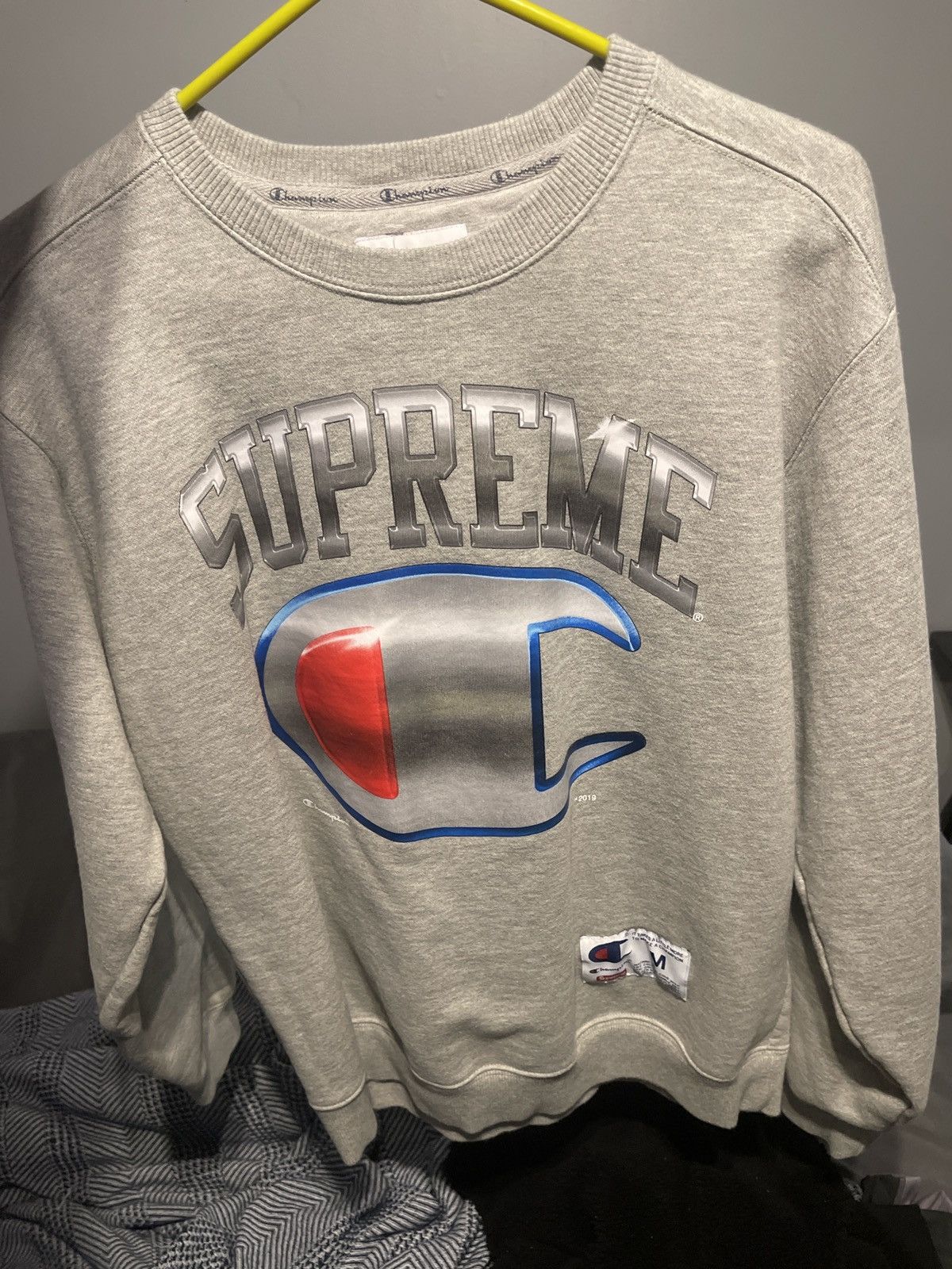 Champion x supreme outlet crewneck