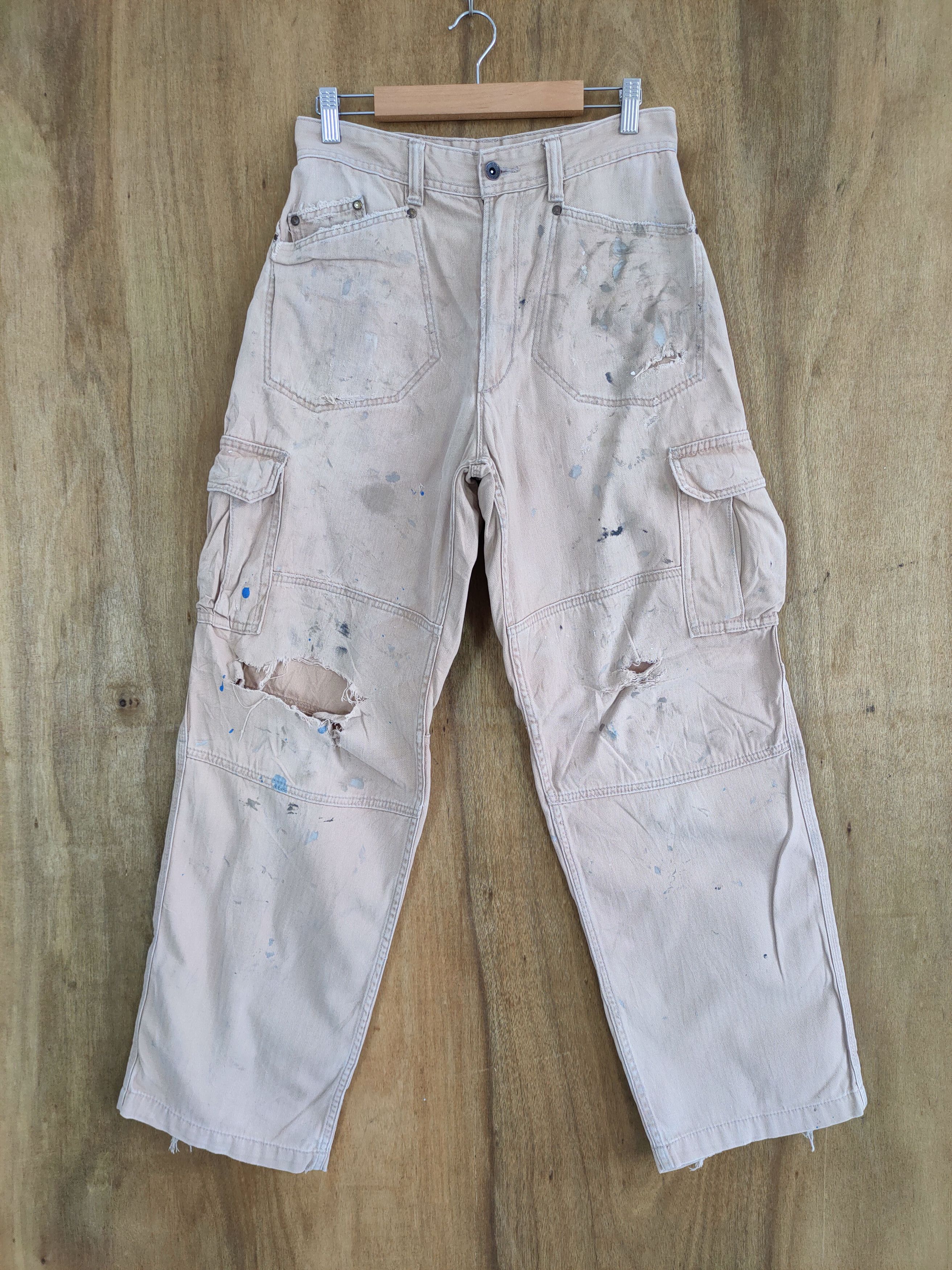 Japanese Brand VINTAGE FADED DISTRESSED RUSTY CARGO PANTS Size US 30 / EU 46 - 1 Thumbnail