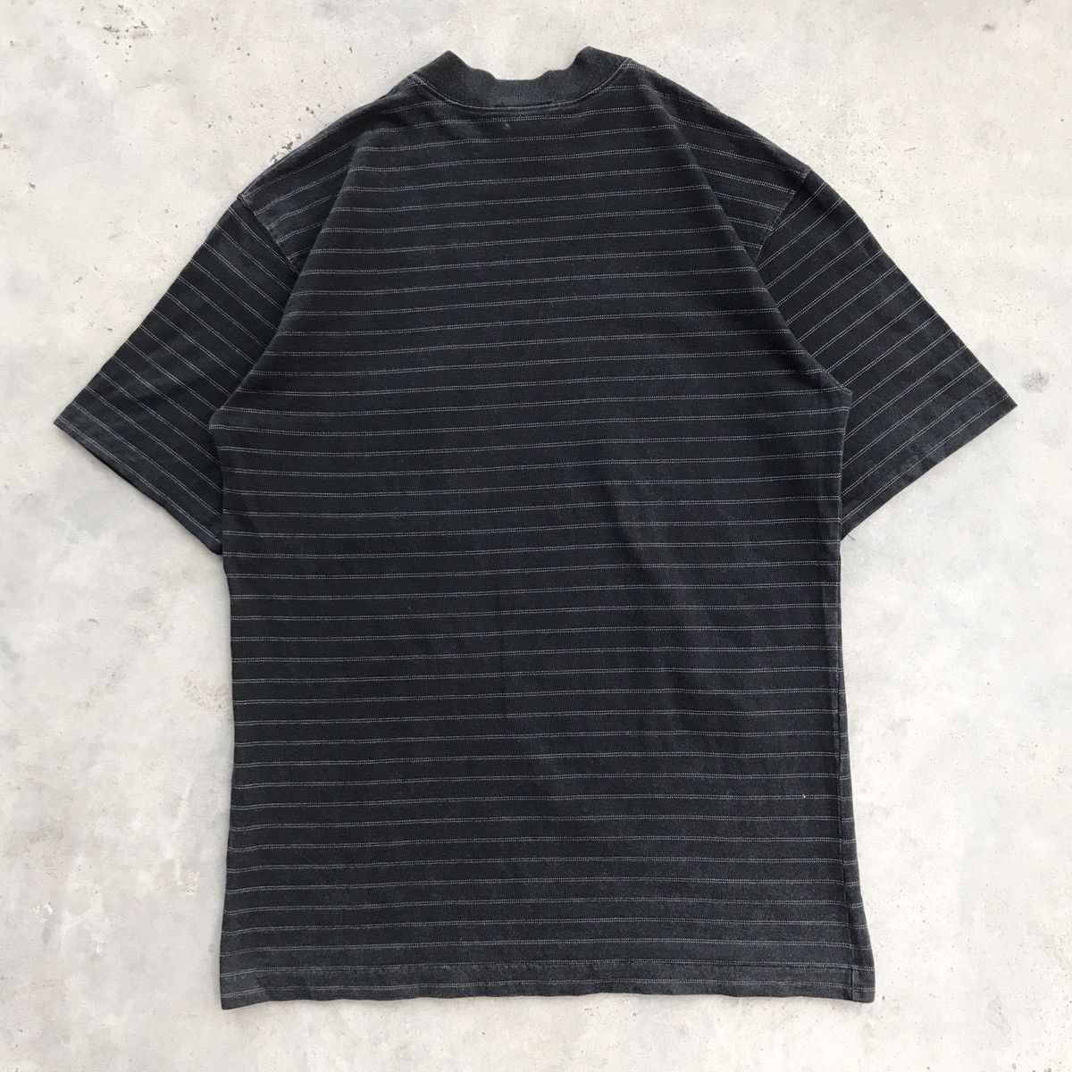 agnes b. Vintage 90's Agnes B Homme Paris Black Stripe Pocket T-Shirt Size US M / EU 48-50 / 2 - 2 Thumbnail