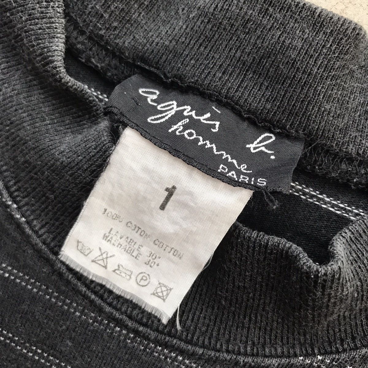 トップス 90s old agnes b homme paris cotton knit Vintage 90's Agnes B Homme Paris Black Stripe Pocket T-Shirt