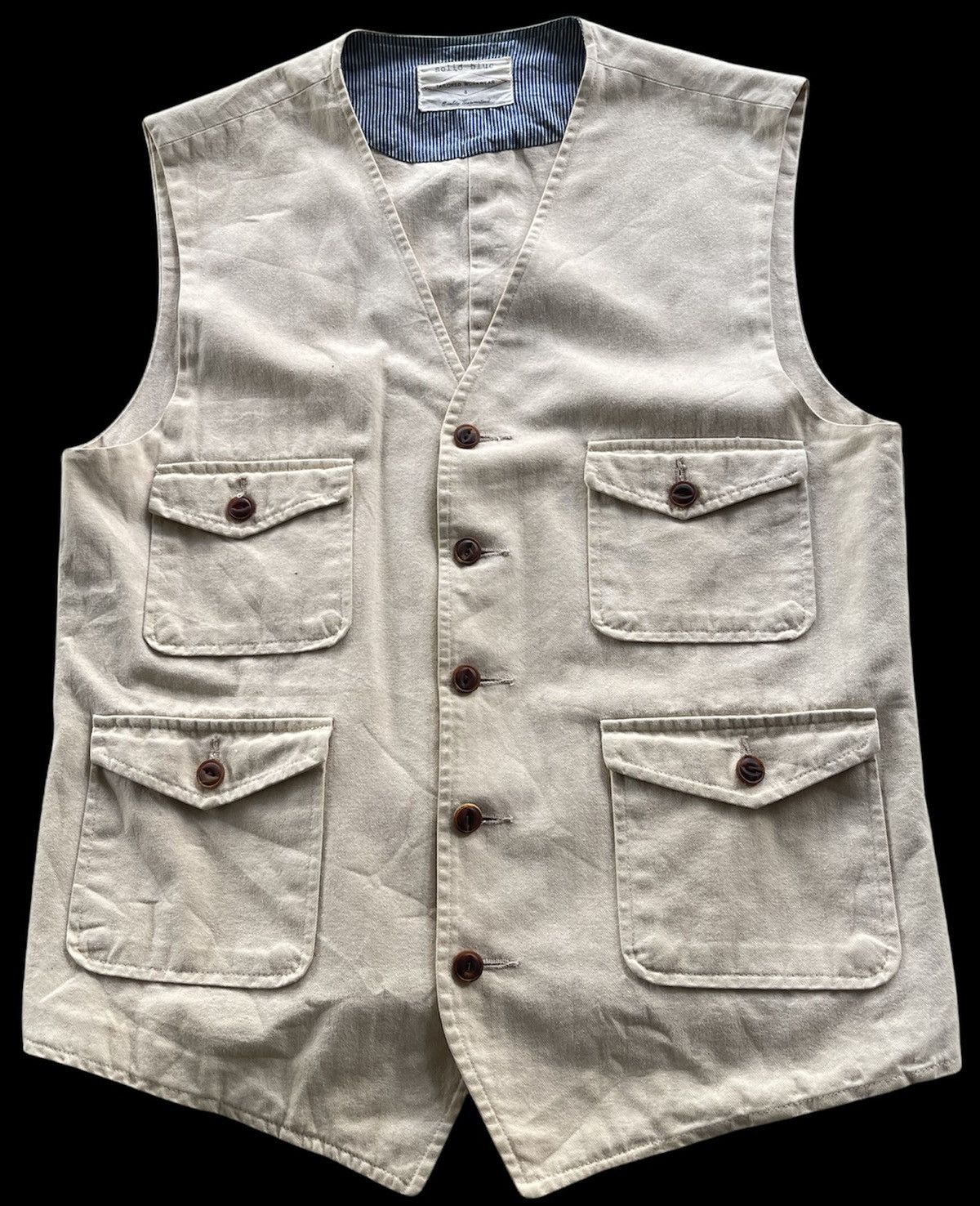 Vintage SOLID BLUE VEST WORK WEAR JAPAN Size 40S - 1 Thumbnail