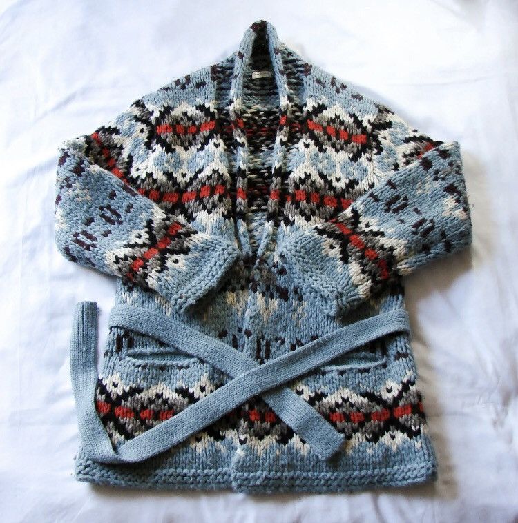 Dries Van Noten Heavy Long Chunky Knit Belted Cardigan