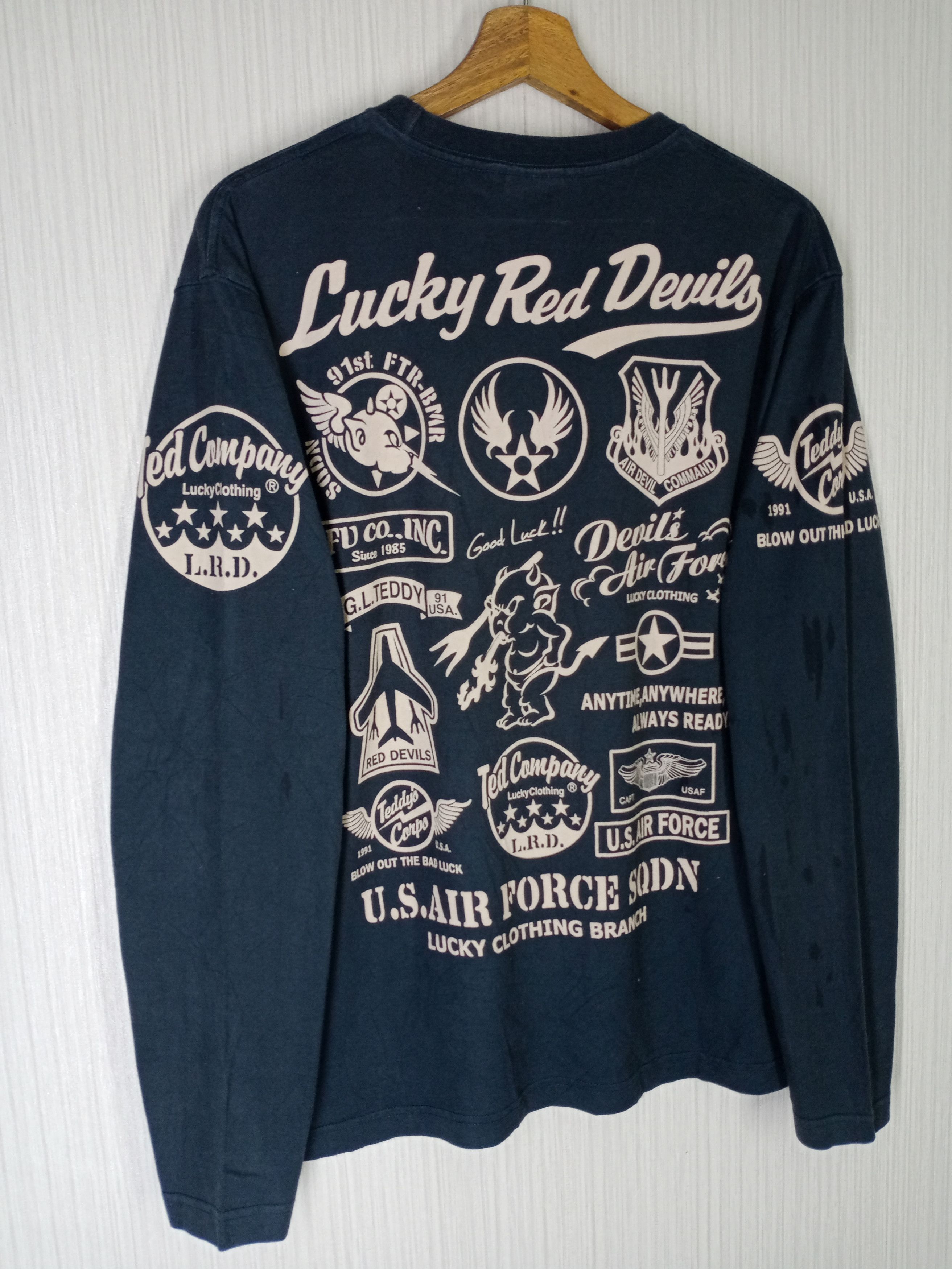 Japanese Brand Vintage Tedman Lucky Red Devils US Air Force Tshirt Size US L / EU 52-54 / 3 - 2 Thumbnail