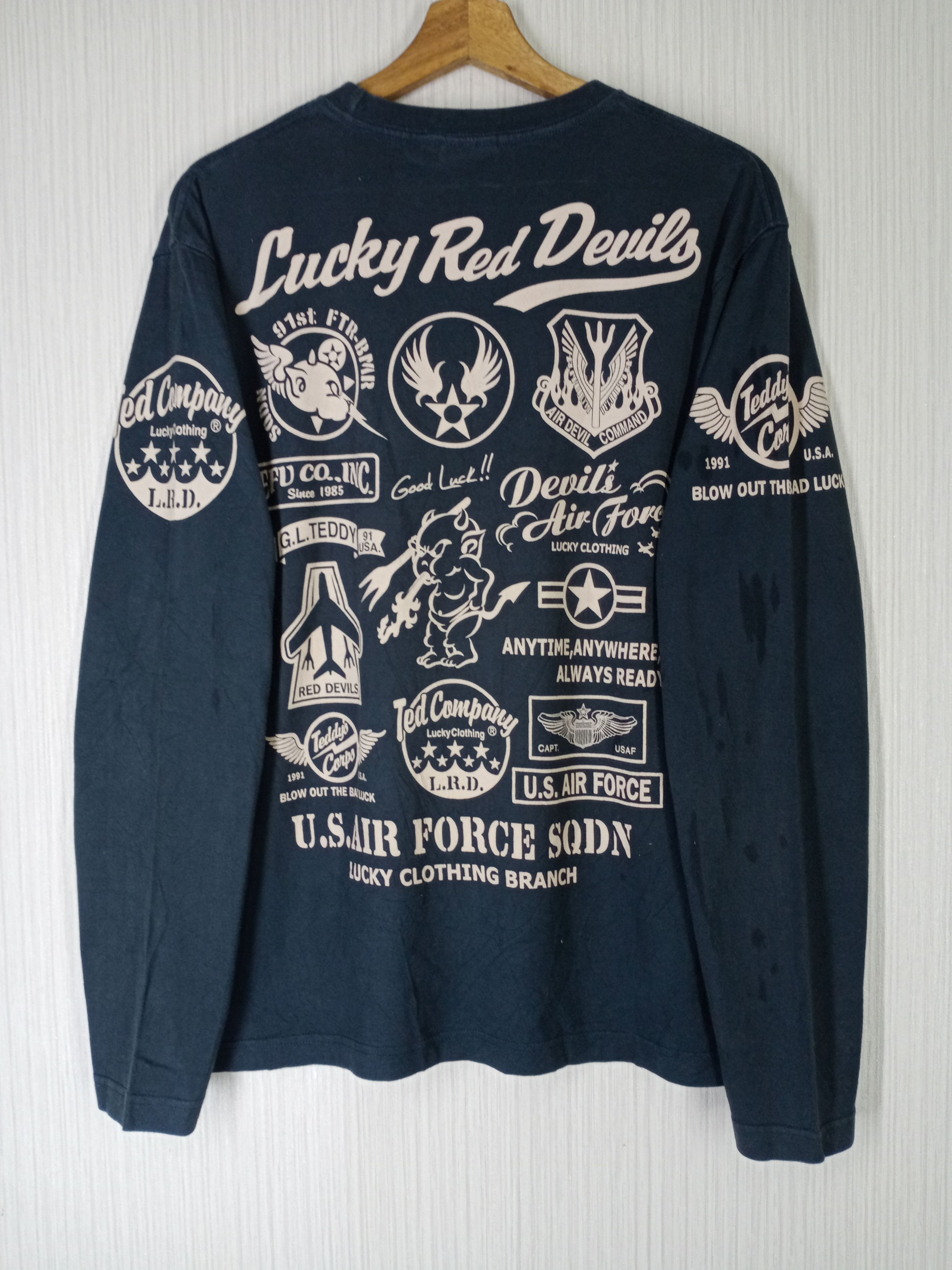 Japanese Brand Vintage Tedman Lucky Red Devils US Air Force Tshirt Size US L / EU 52-54 / 3 - 1 Thumbnail