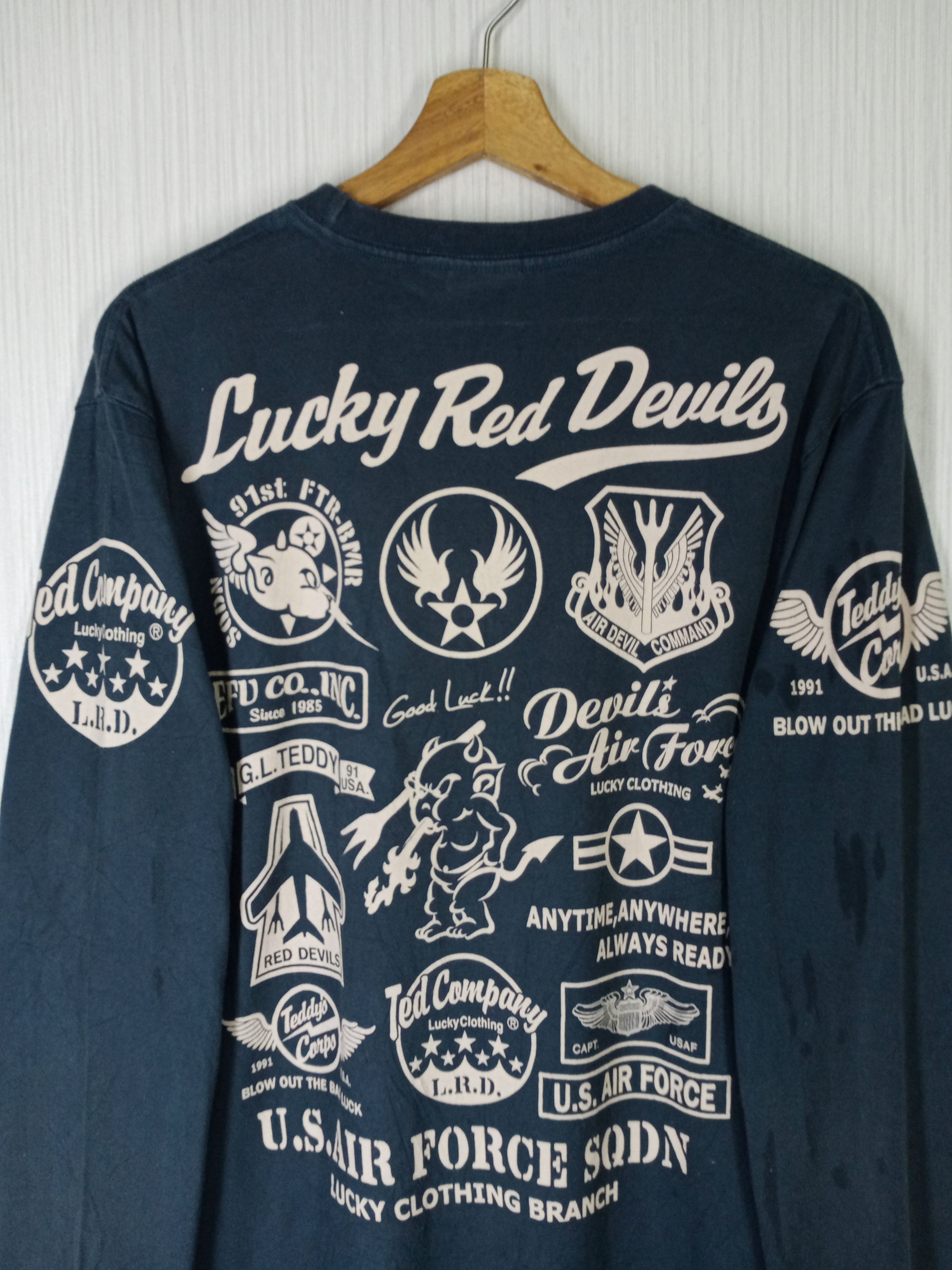 Japanese Brand Vintage Tedman Lucky Red Devils US Air Force Tshirt Size US L / EU 52-54 / 3 - 5 Thumbnail