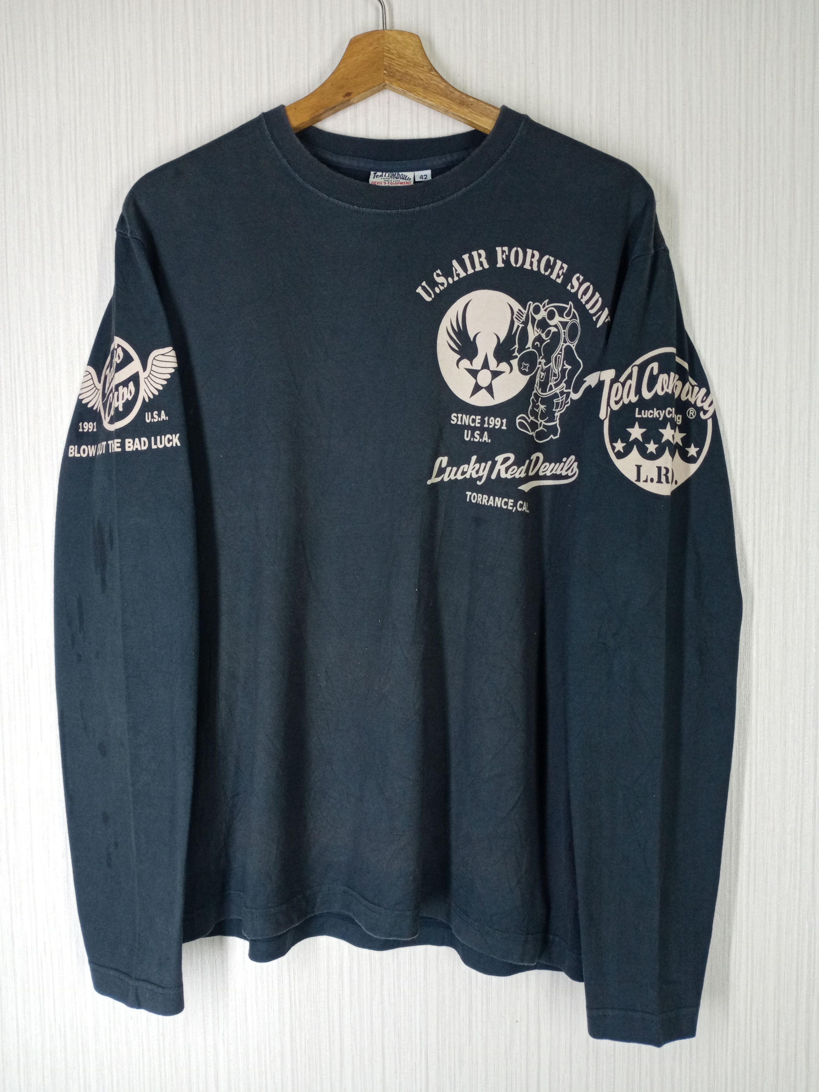 Japanese Brand Vintage Tedman Lucky Red Devils US Air Force Tshirt Size US L / EU 52-54 / 3 - 3 Thumbnail
