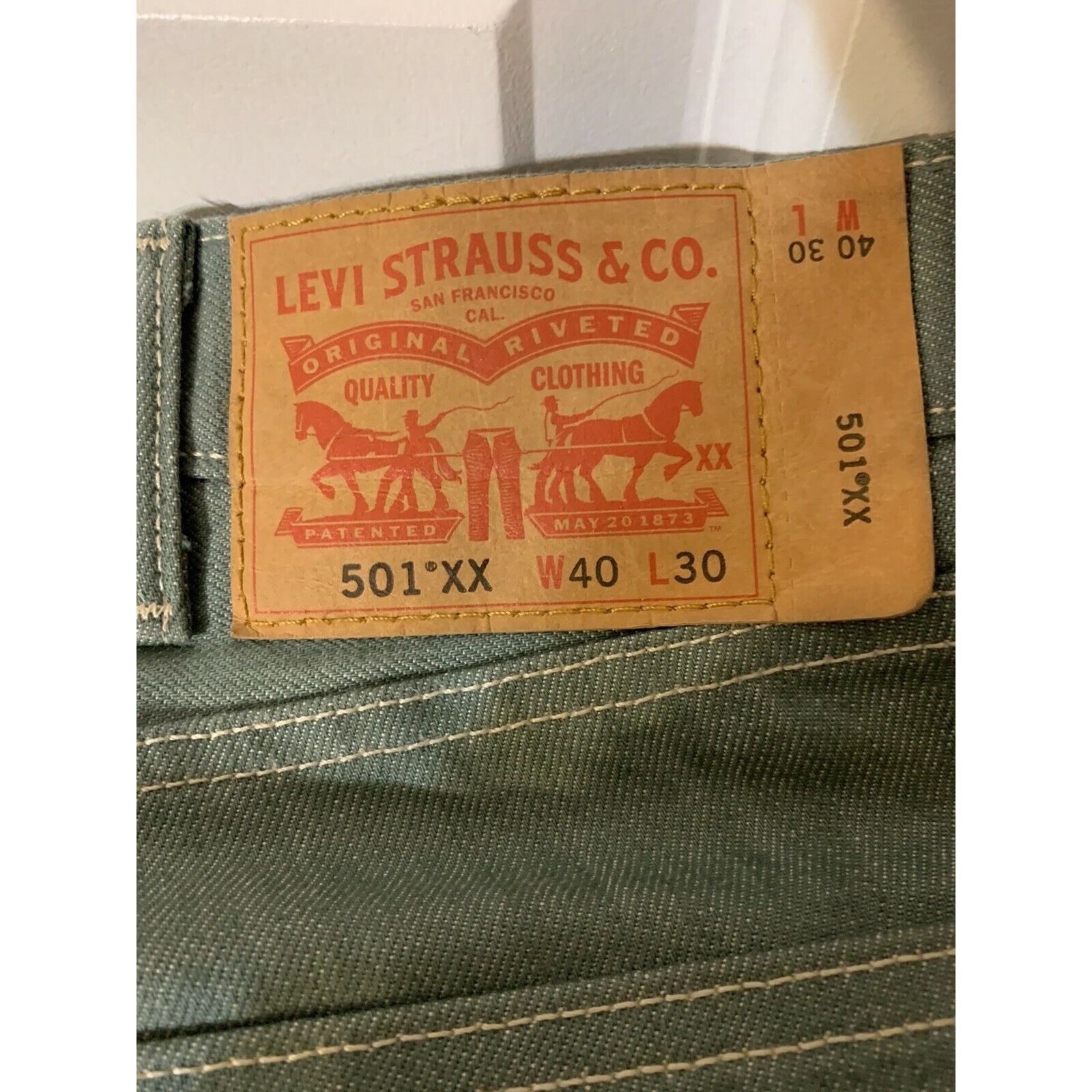 Levi's LEVI'S 501XX MENS 40x30 SHRINK TO FIT BUTTON FLY COTTON Gree Size US 40 / EU 56 - 1 Thumbnail