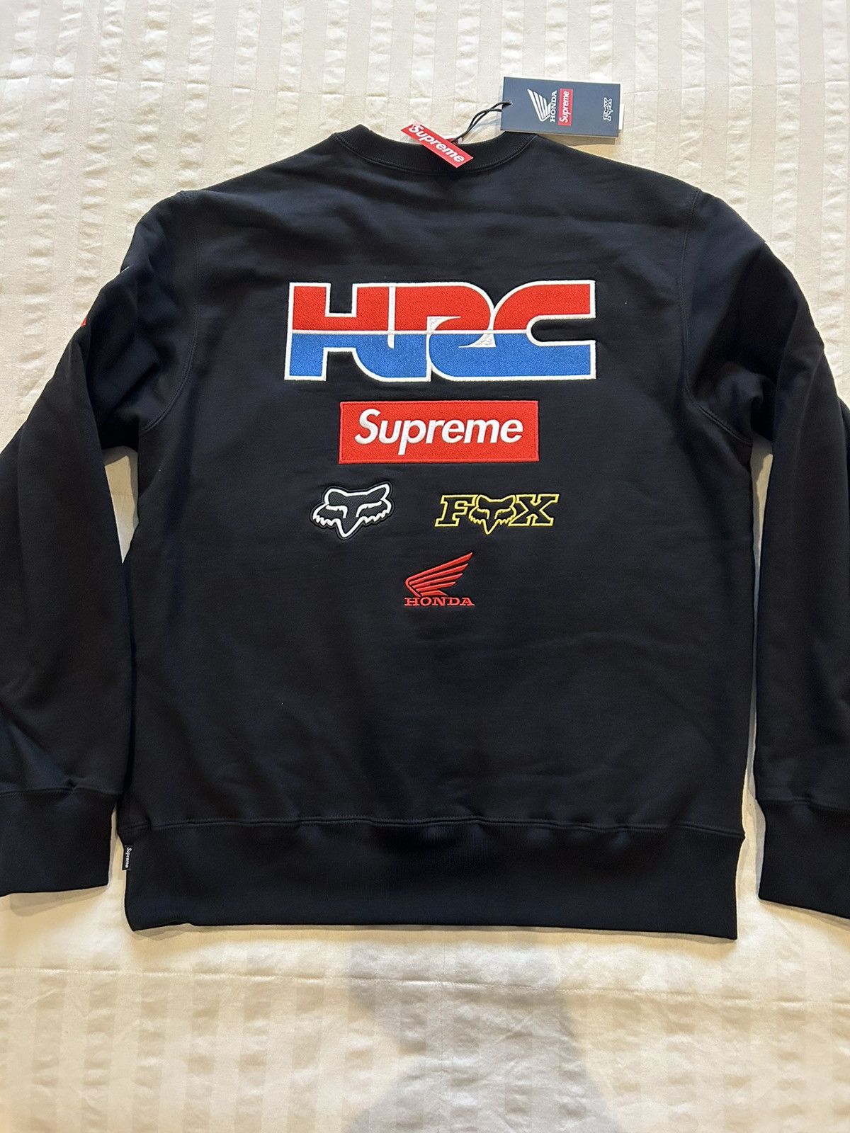 Supreme honda fox racing crewneck black sale