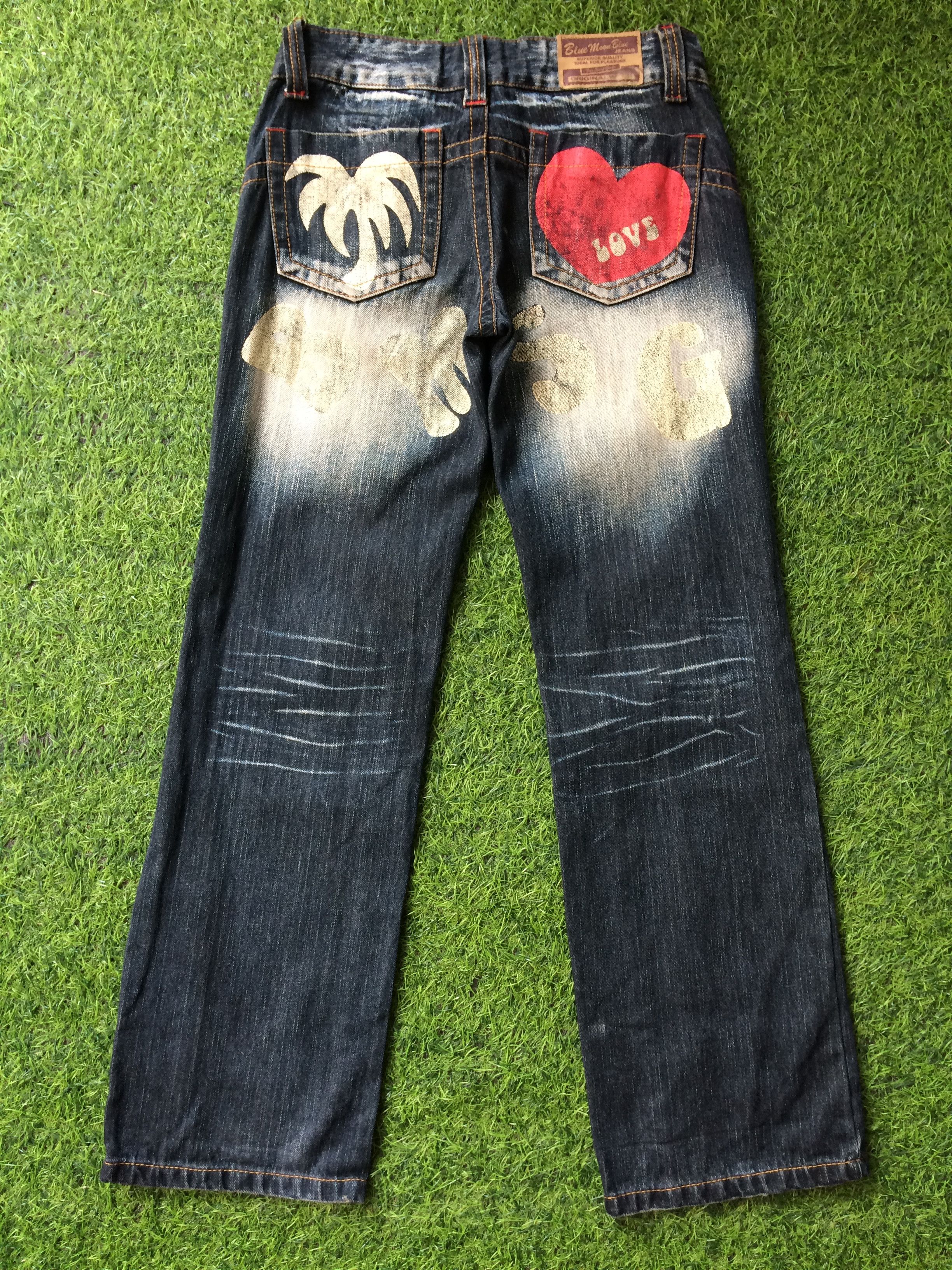 Japanese Brand Blue Moon Blue Distressed Denim Jeans #D-155 Size 27" / US 4 / IT 40 - 1 Thumbnail