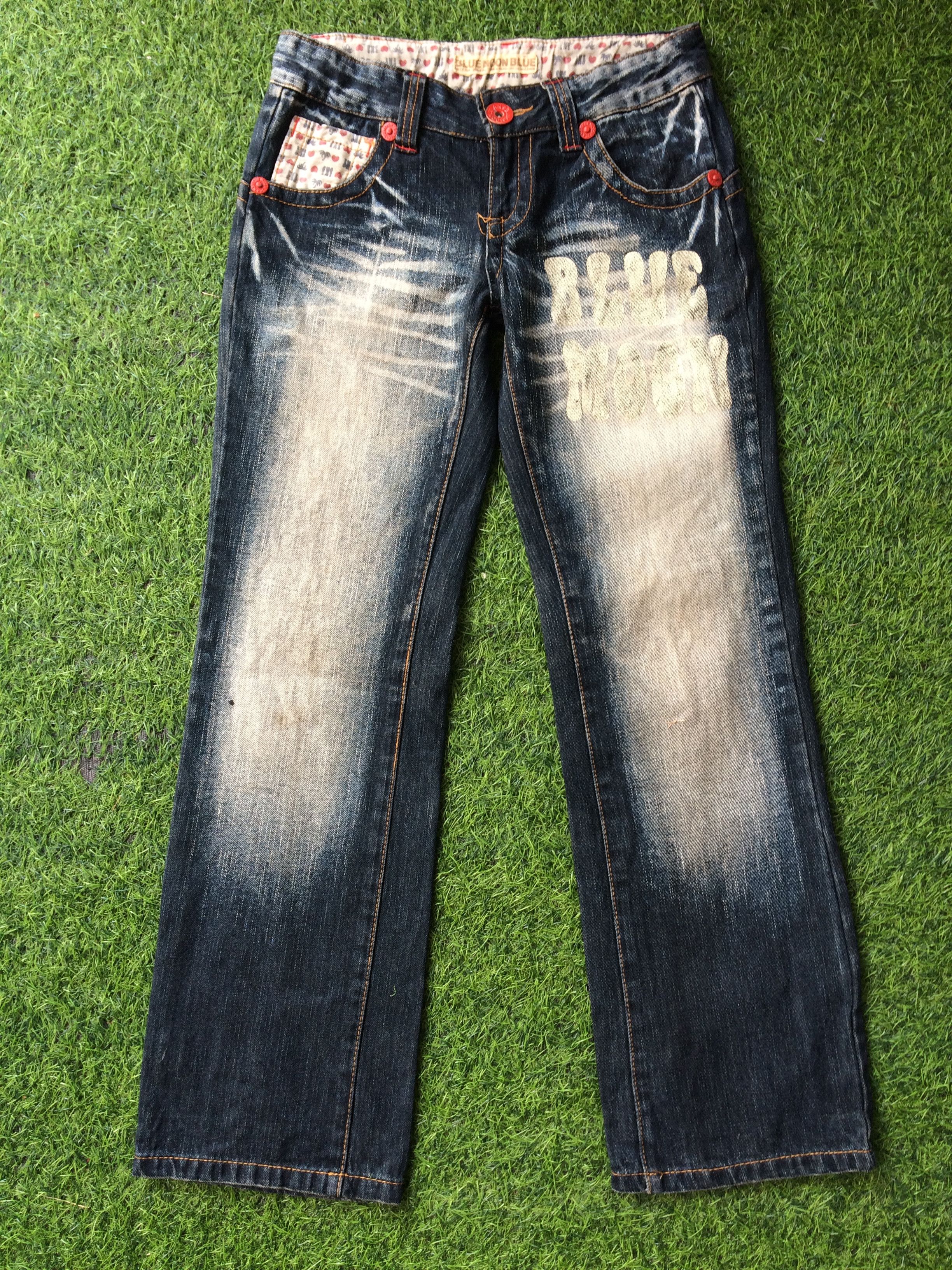 Japanese Brand Blue Moon Blue Distressed Denim Jeans #D-155 Size 27" / US 4 / IT 40 - 2 Thumbnail