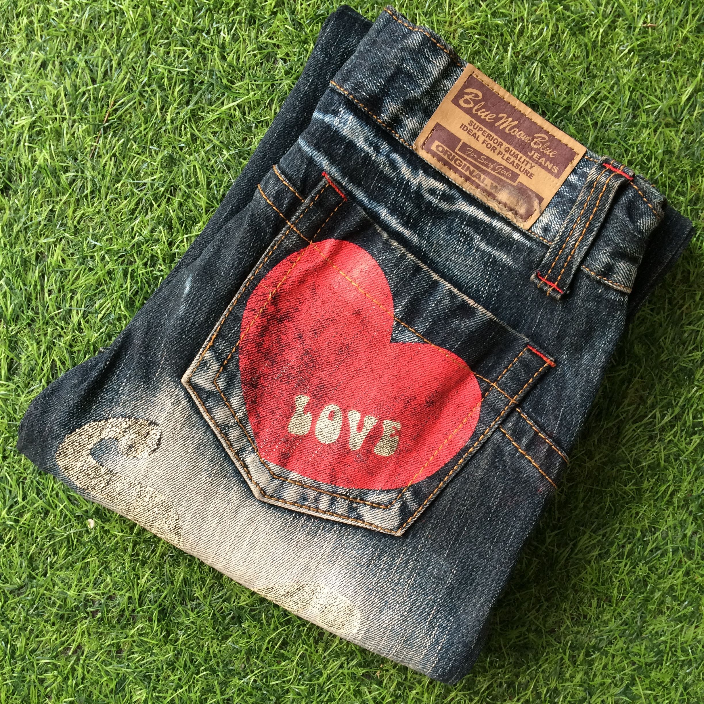 Japanese Brand Blue Moon Blue Distressed Denim Jeans #D-155 Size 27" / US 4 / IT 40 - 9 Thumbnail