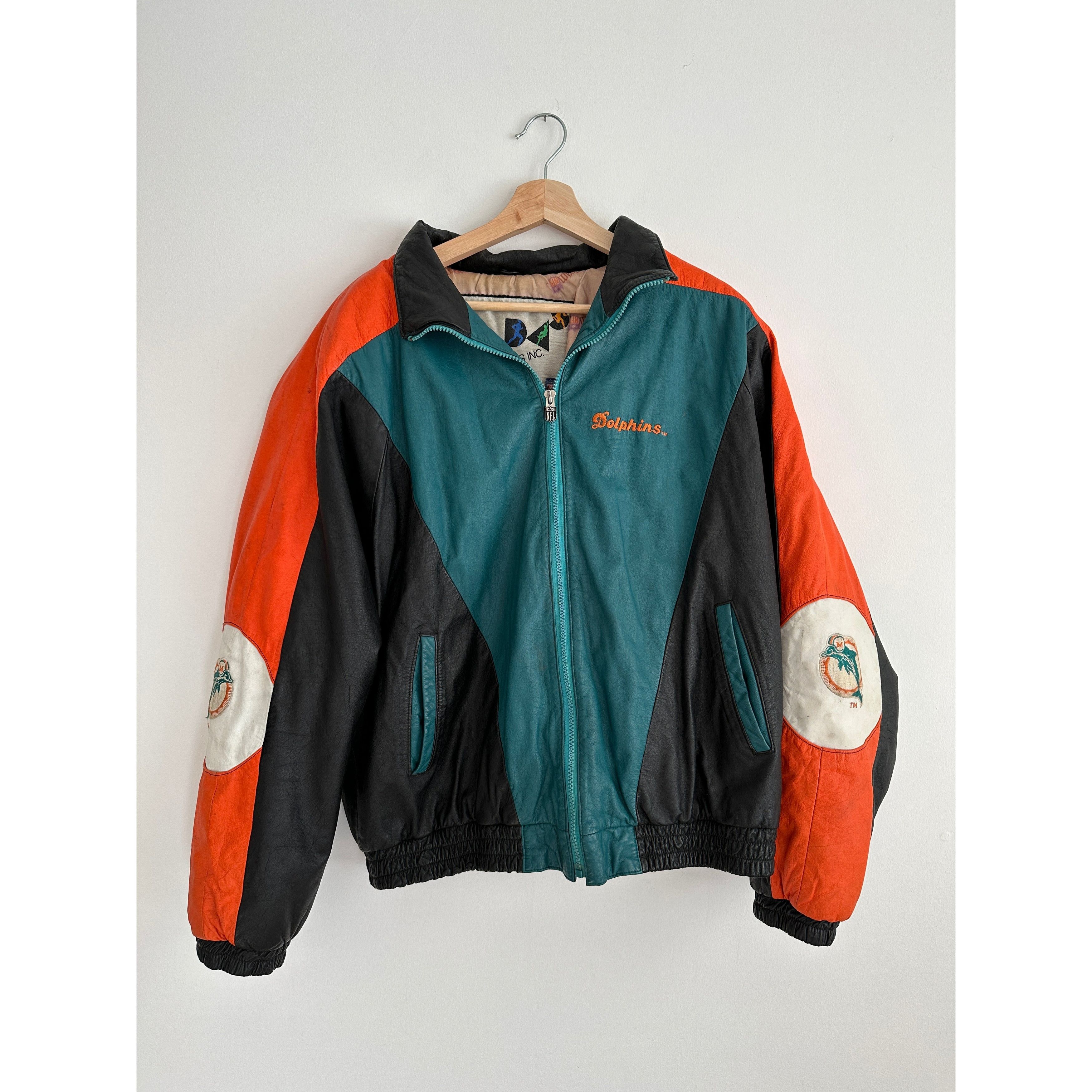 1980s Vintage Miami Dolphins Leather Jacket
