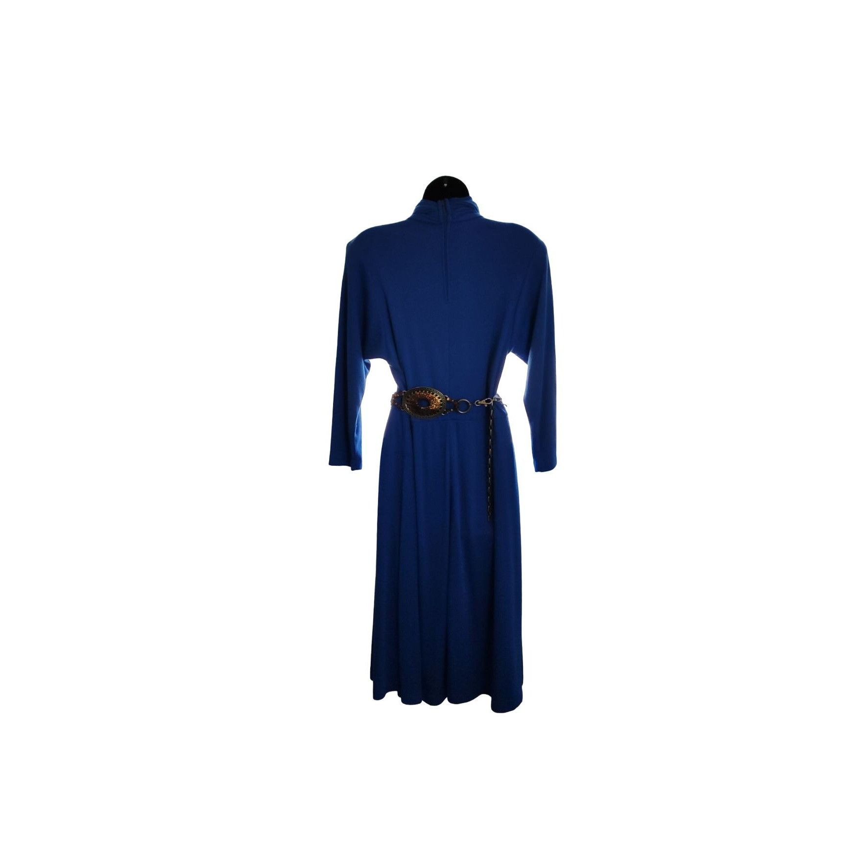 Vintage 1980's Joni Blair Blue Midi Dress Size M / US 6-8 / IT 42-44 - 3 Thumbnail