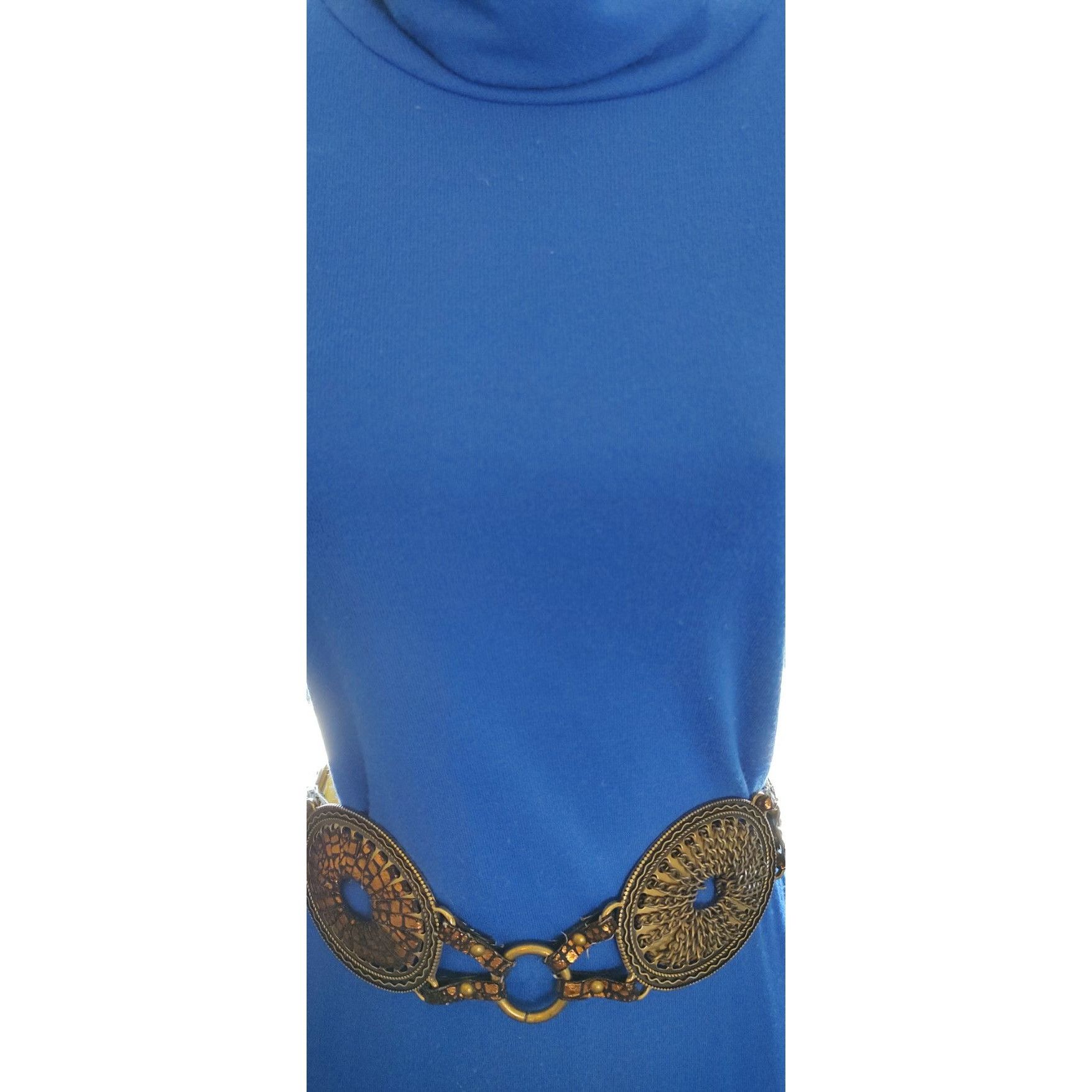 Vintage 1980's Joni Blair Blue Midi Dress Size M / US 6-8 / IT 42-44 - 4 Thumbnail