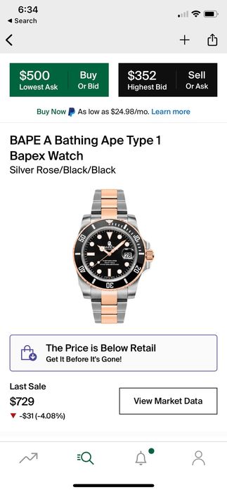 Bape Bape A Bathing Ape Type 1 Bapex Watch Rose Gold | Grailed