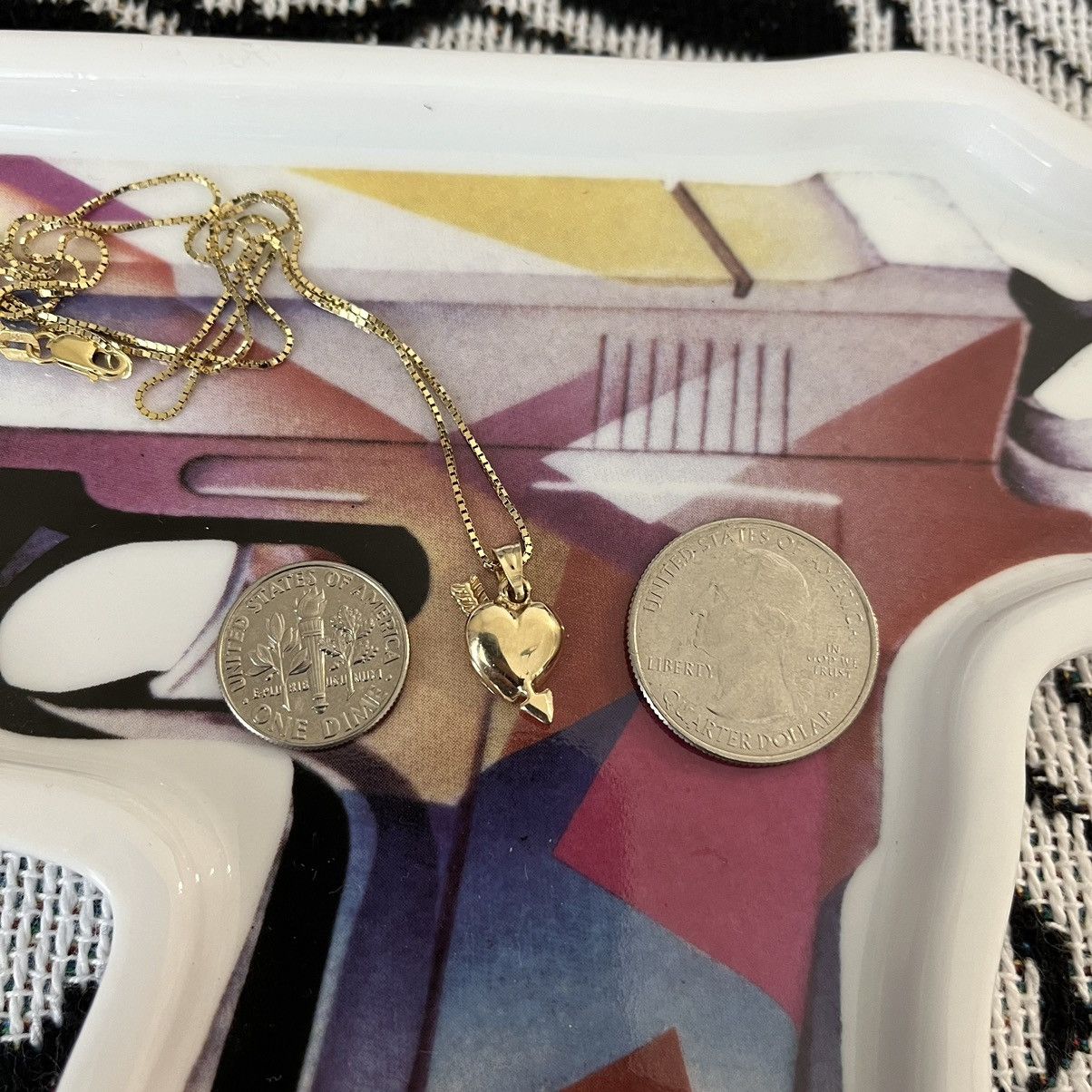 SS17 Supreme Heart And Arrow Gold Pendant + chain 14K Yellow