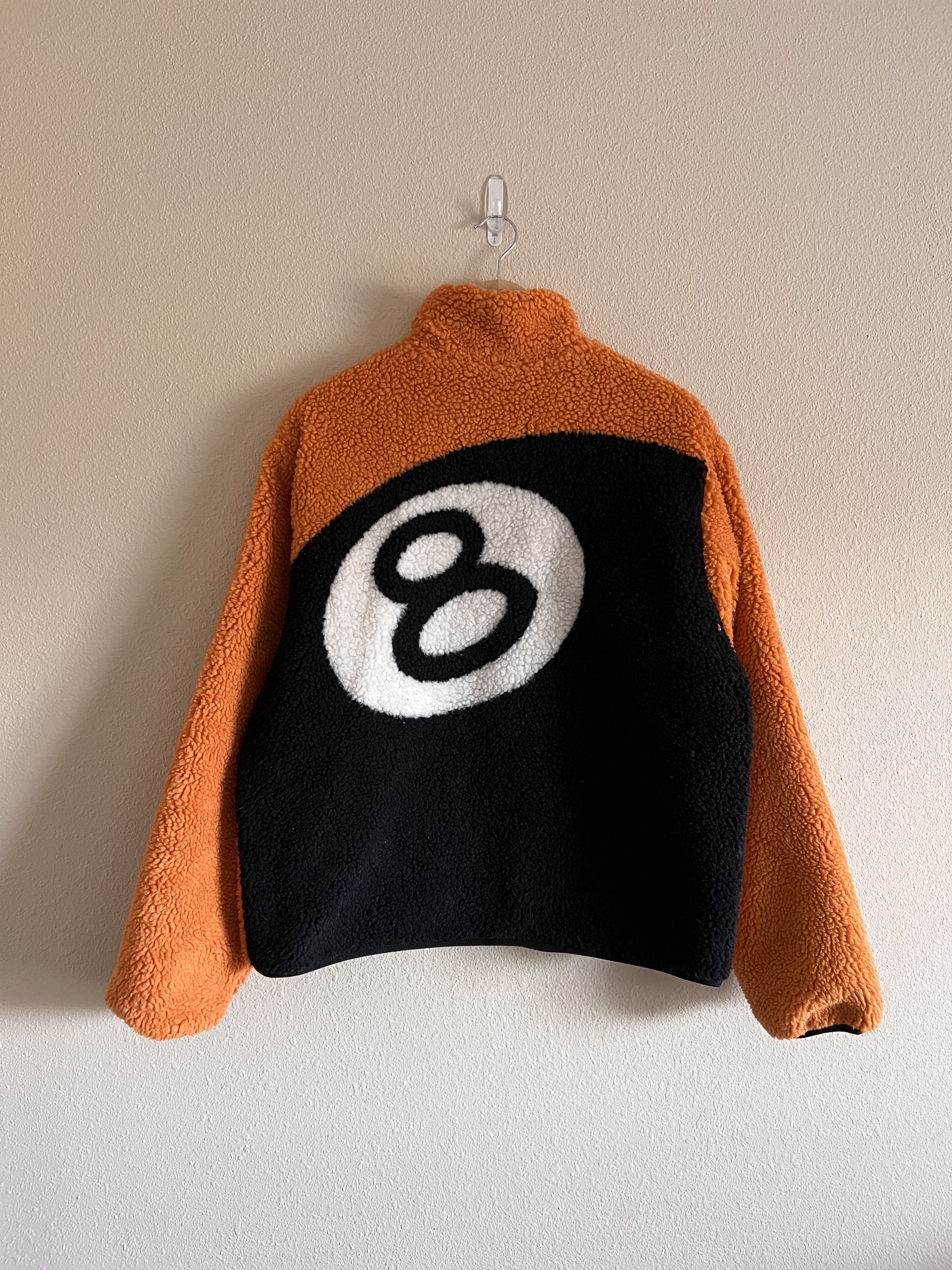 Stussy Stussy 8 Ball Reversible Sherpa Jacket in Orange | Grailed