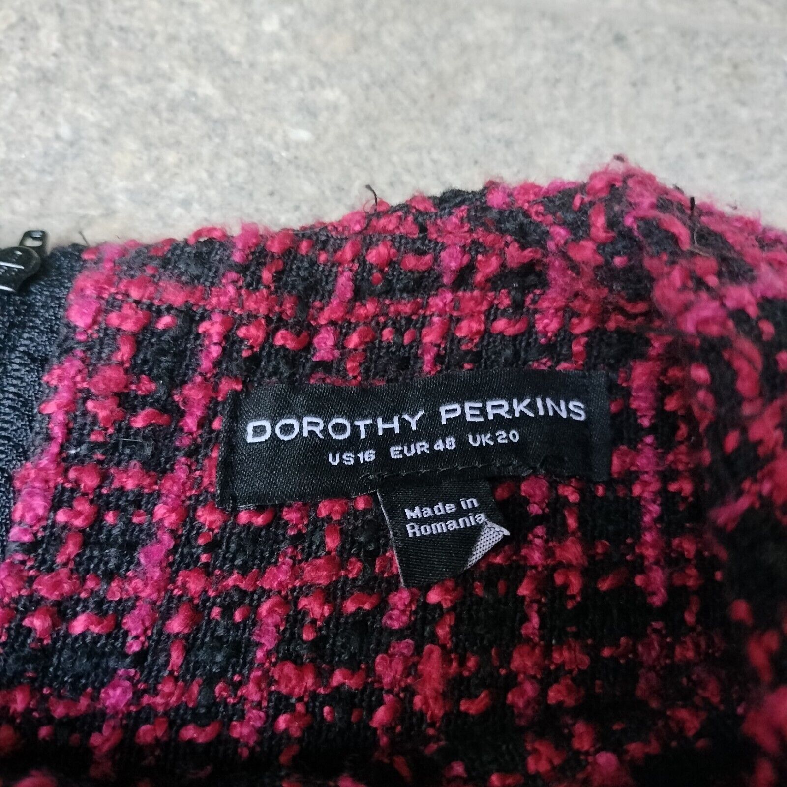Designer Dorothy Perkins Dress Red Black Tweed Knit Mini Check Shift Size XXL / US 16-18 / IT 52-54 - 7 Thumbnail