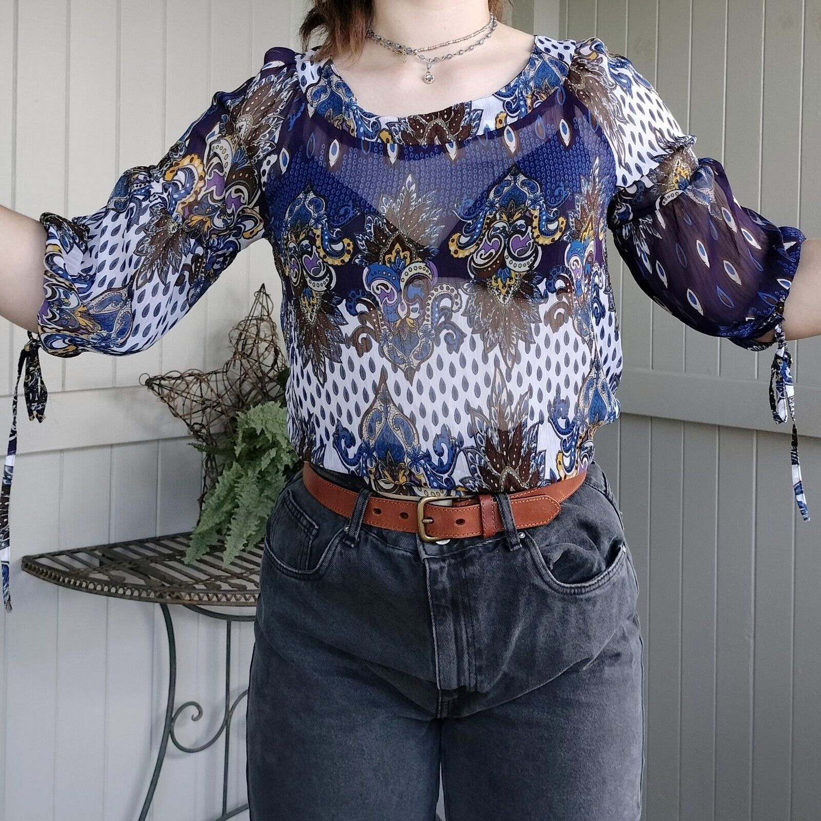 Designer Vintage 90s Y2K Fashion Fair Size S Top Paisley Puff Sleeve Size S / US 4 / IT 40 - 3 Thumbnail
