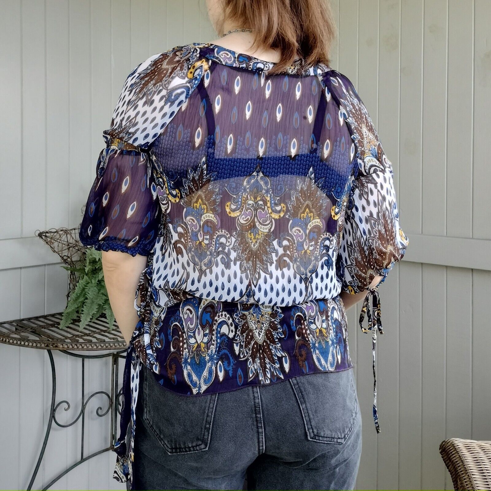 Designer Vintage 90s Y2K Fashion Fair Size S Top Paisley Puff Sleeve Size S / US 4 / IT 40 - 2 Thumbnail