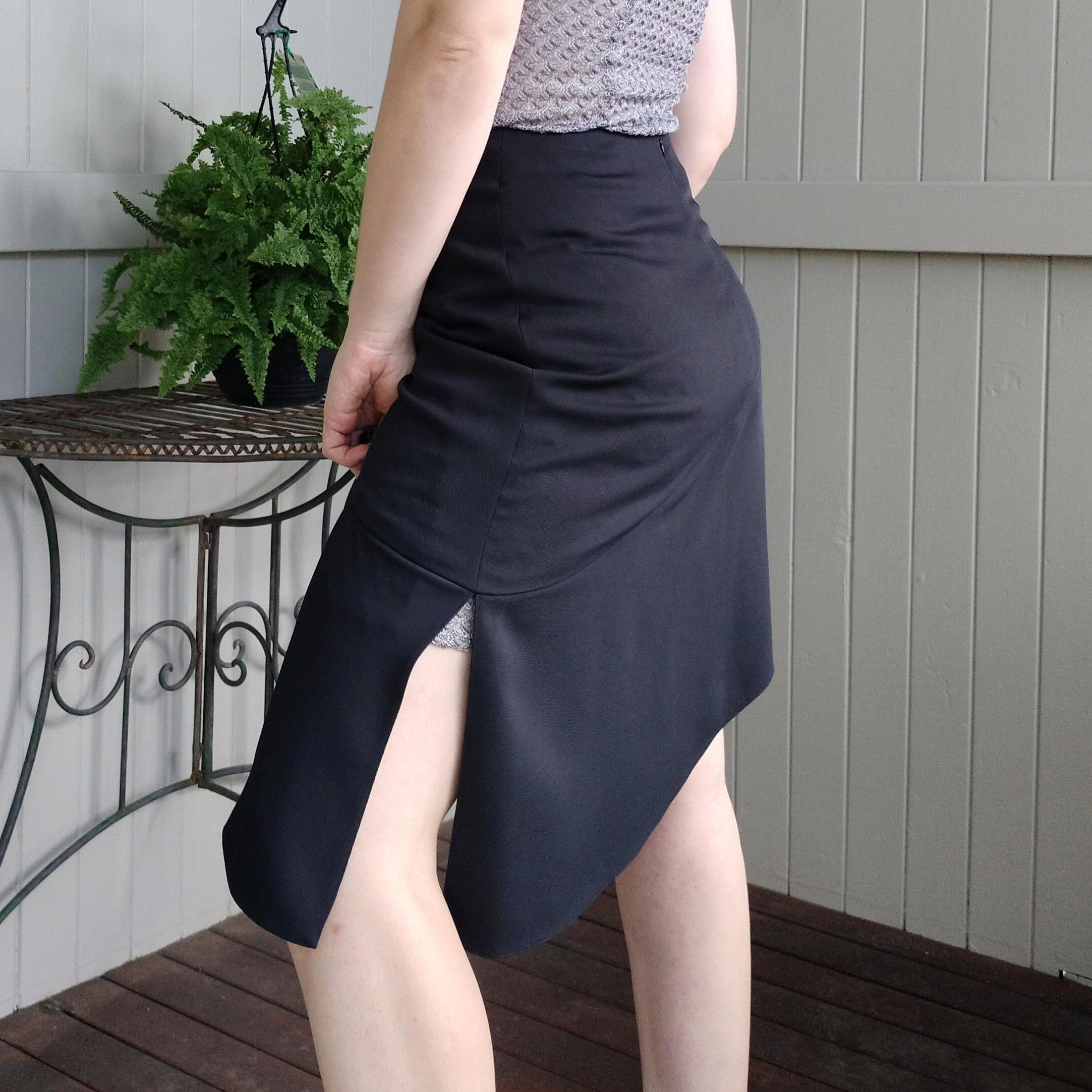 Country Road × Designer Country Road black asymmetrical side slit corporate skirt Size 28" / US 6 / IT 42 - 1 Thumbnail