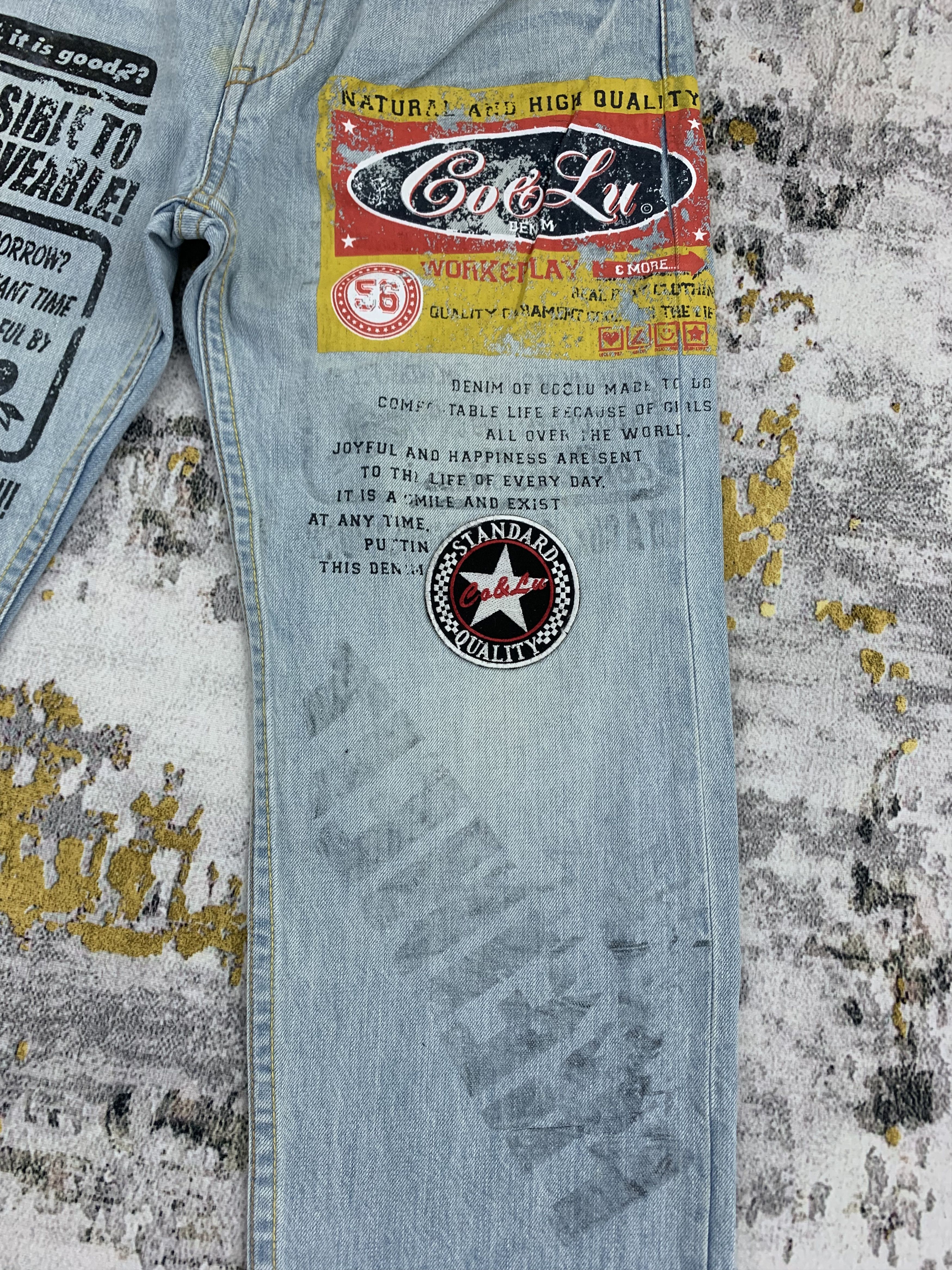 Japanese Brand × Vintage Distressed Patch Jeans Light Wash Denim Co&Lu Size US 32 / EU 48 - 3 Thumbnail