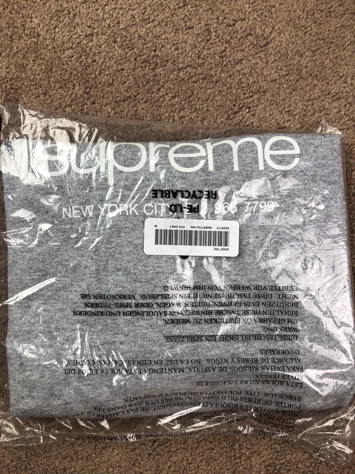 Supreme Shop Tee Gray Size Medium SS20