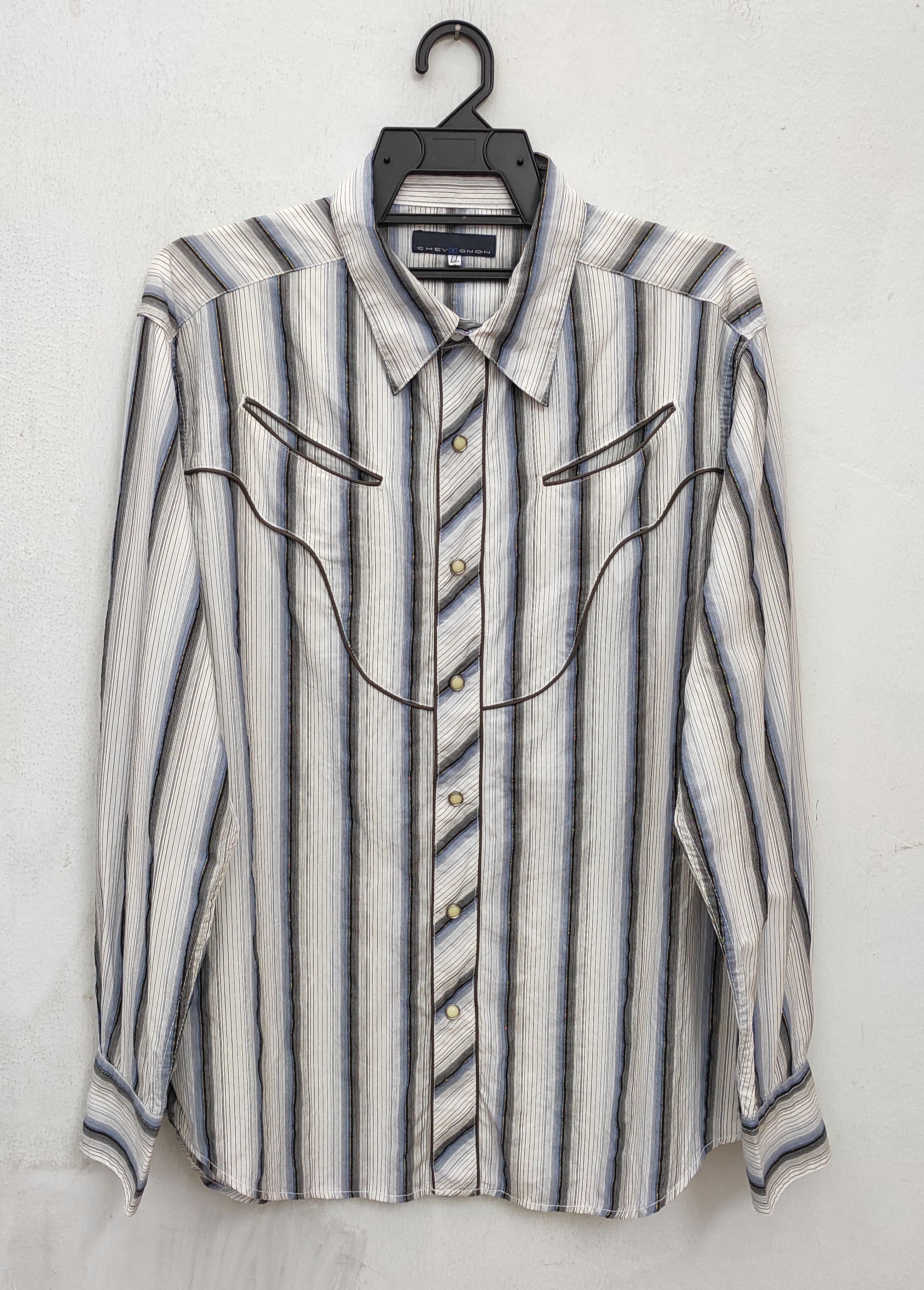Chevignon CHEVIGNON SMILE POCKETS WESTERN SNAP BUTTON lurex SHIRT Size US L / EU 52-54 / 3 - 1 Thumbnail