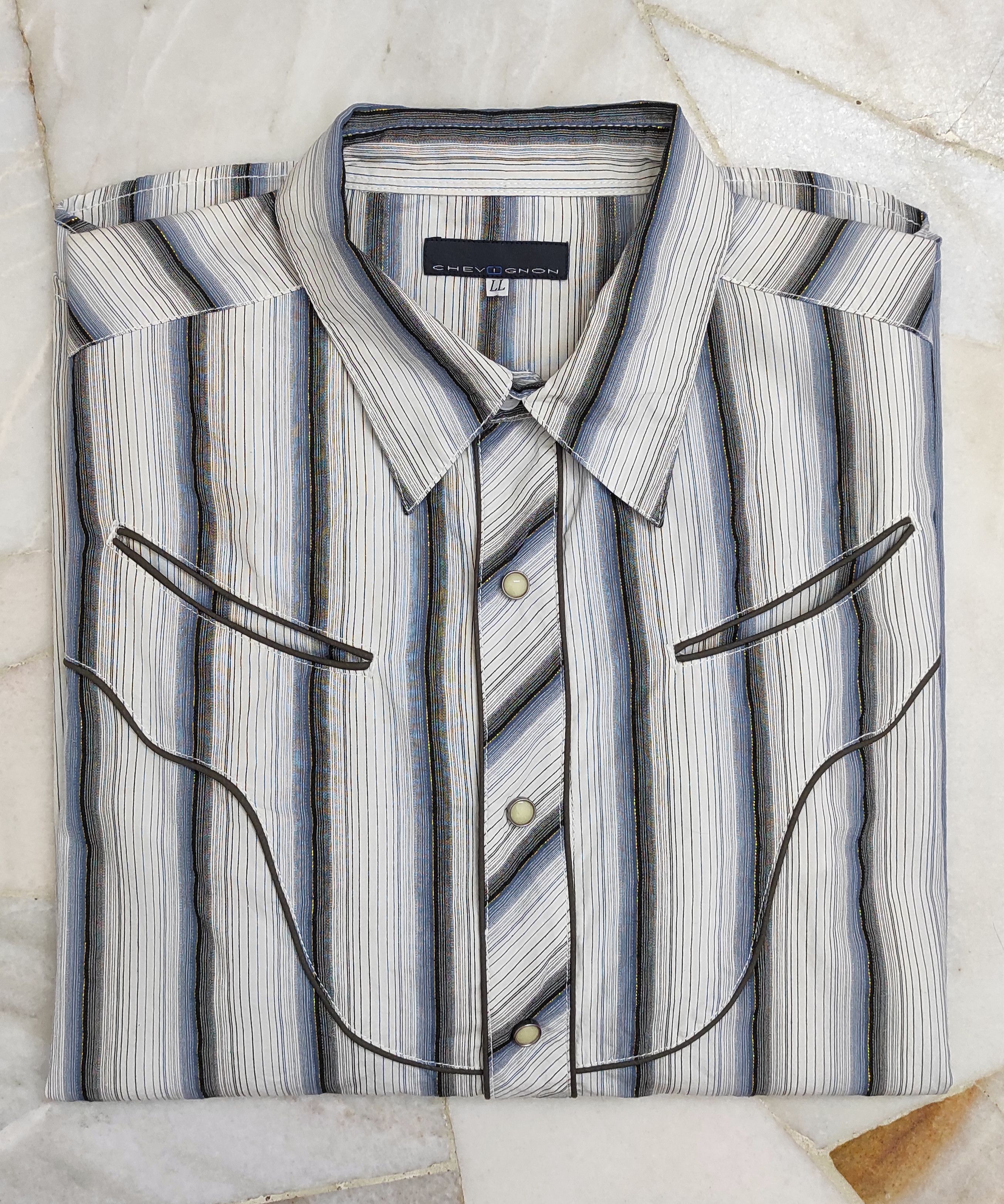 Chevignon CHEVIGNON SMILE POCKETS WESTERN SNAP BUTTON lurex SHIRT Size US L / EU 52-54 / 3 - 13 Thumbnail