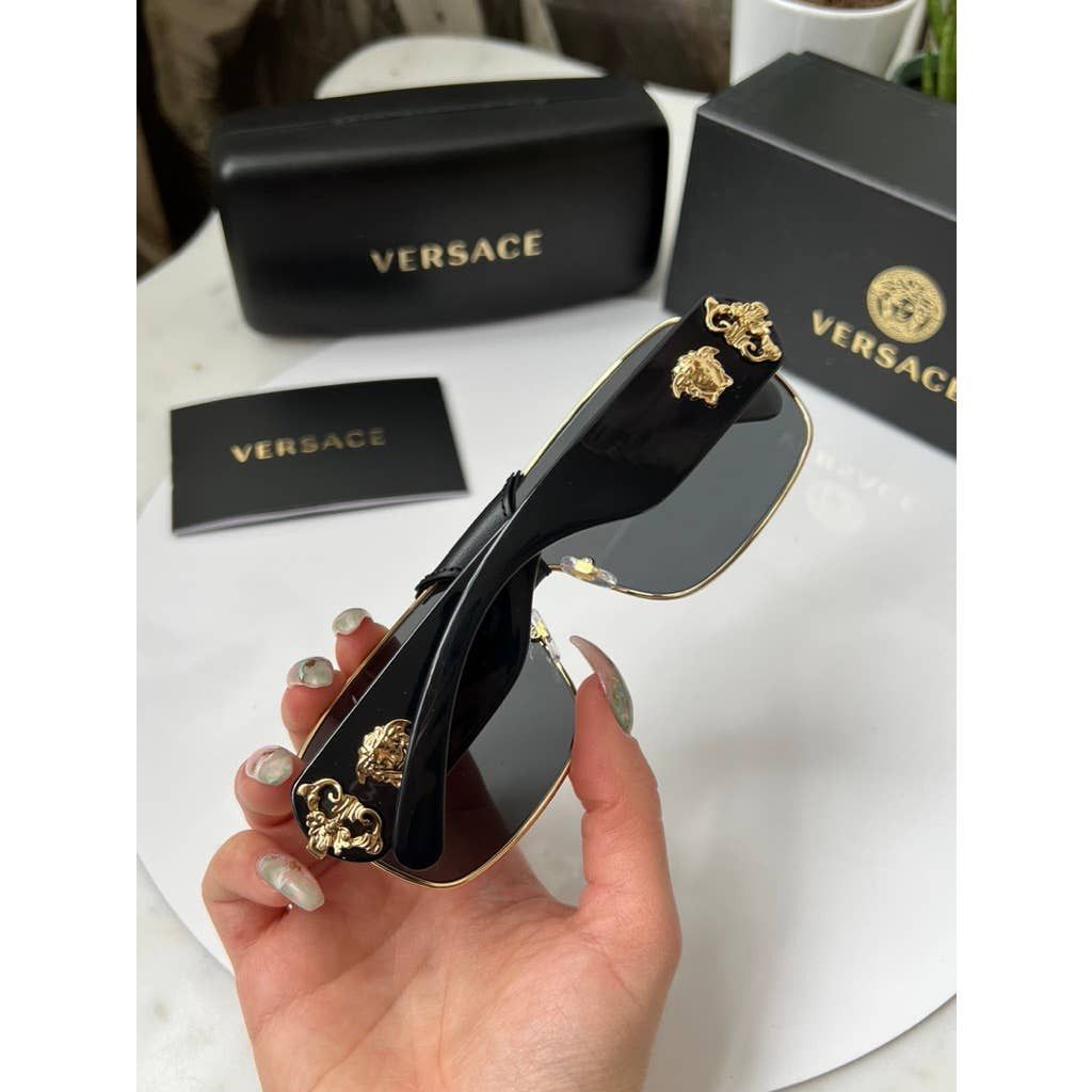 NEW Versace VE2207Q Black Gold Medusa Sunglasses Accessories