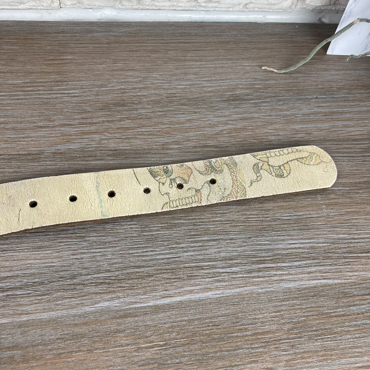 Ed Hardy by Christian Audigier sculls bulldog leather belt
