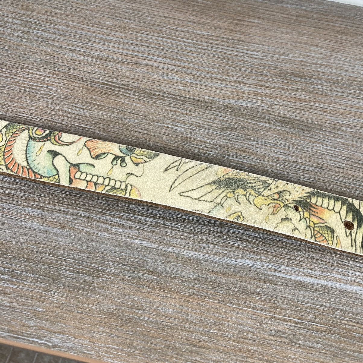 Ed Hardy by Christian Audigier sculls bulldog leather belt