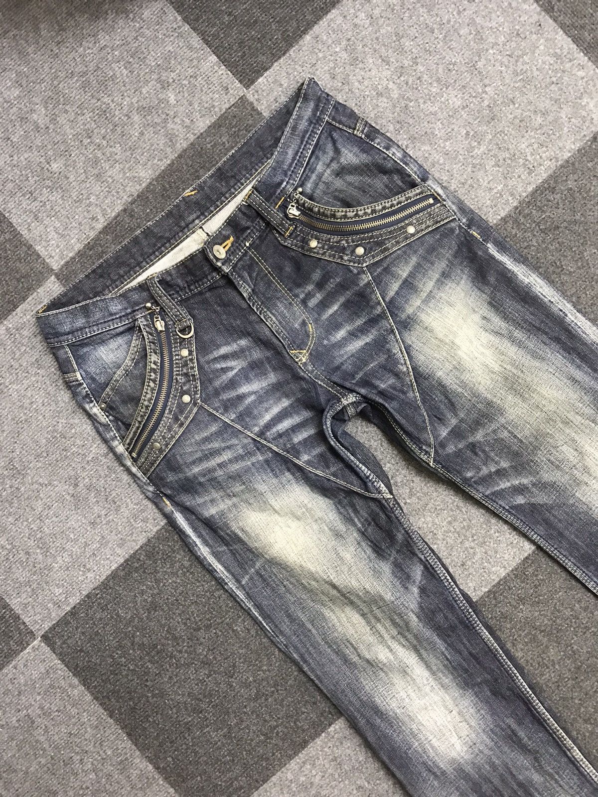 Japanese Brand Flare NCFM Distressed Jeans Size US 32 / EU 48 - 4 Thumbnail
