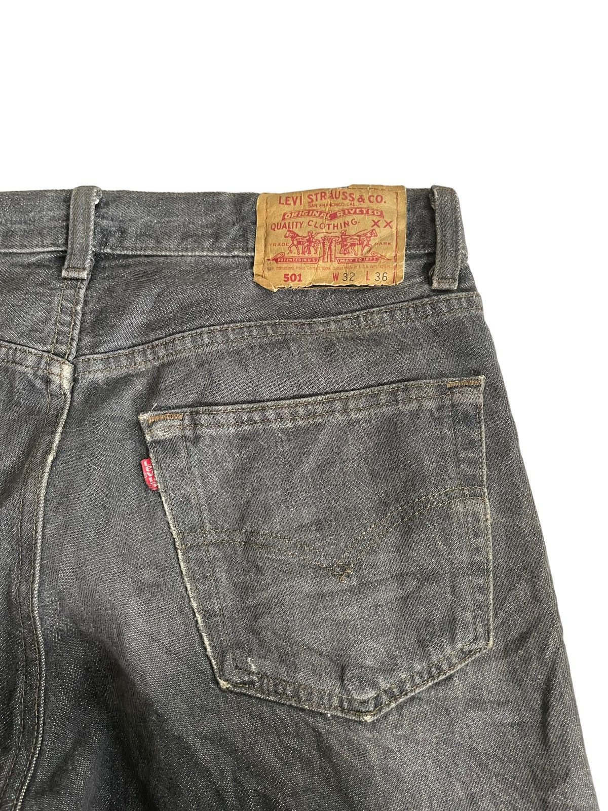 Levi's Vintage 1992 Levis 501 e Black Stone Wash Denim Size US 32 / EU 48 - 8 Thumbnail