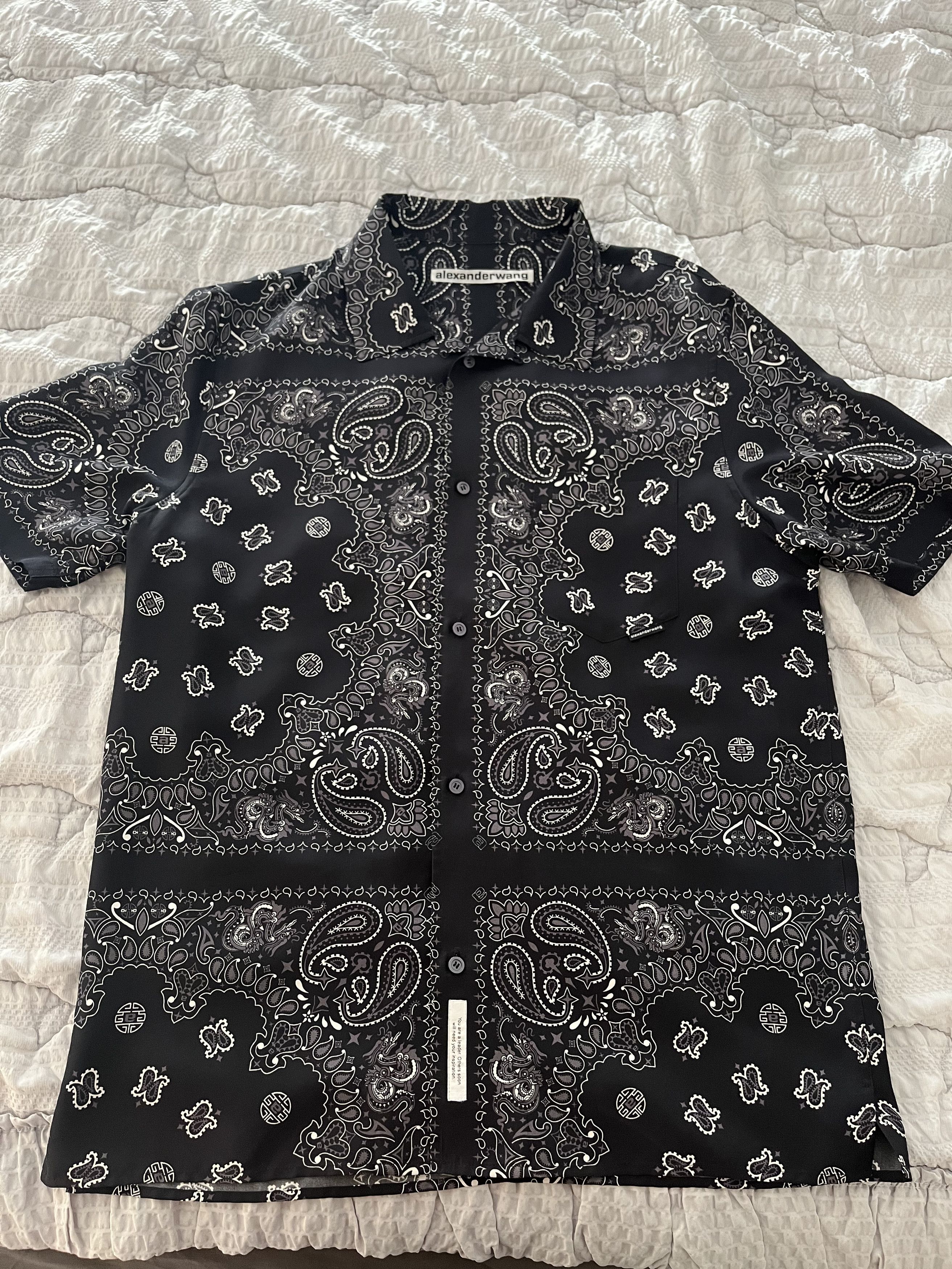 image of Alexander Wang Paisely Shirts in Black, Men's (Size Medium)