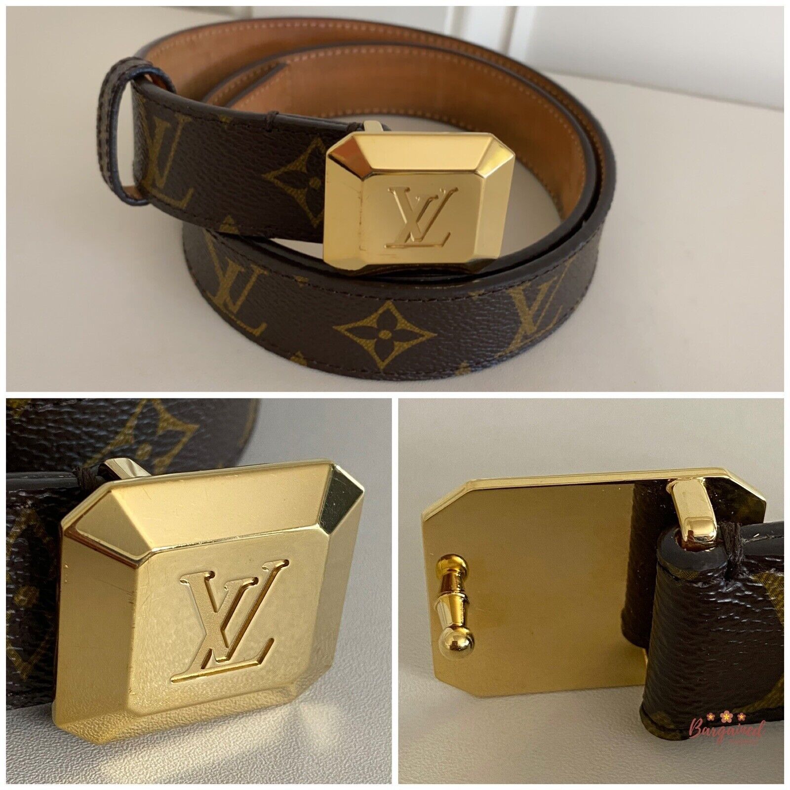 Louis Vuitton Louis Vuitton Monogram Canvas Cabochon Gold Logo Buckle Size 28 - 9 Thumbnail